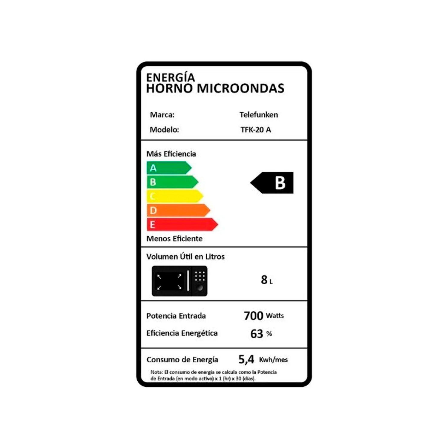 Horno Microondas Telefunken TFK-20 A 700W 8L Blanco-4