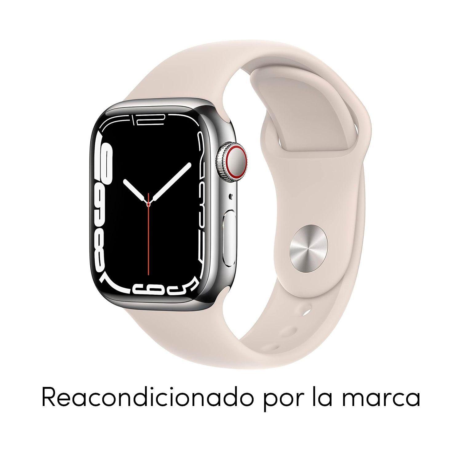 Reloj Apple Watch Series 7 41mm GPS + Celular Silver Stainless Steel Starlight Sport Band-1
