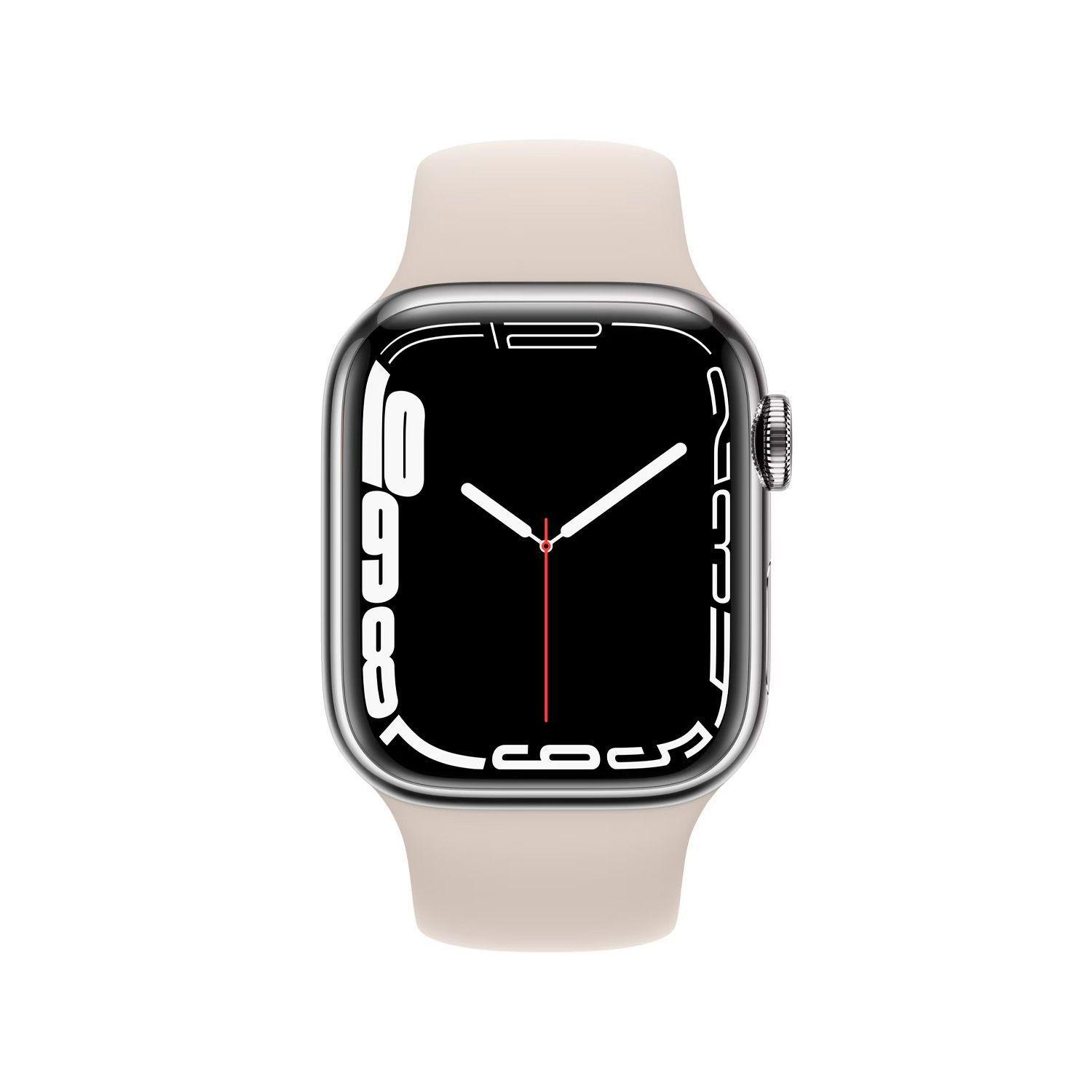 Reloj Apple Watch Series 7 41mm GPS + Celular Silver Stainless Steel Starlight Sport Band-2