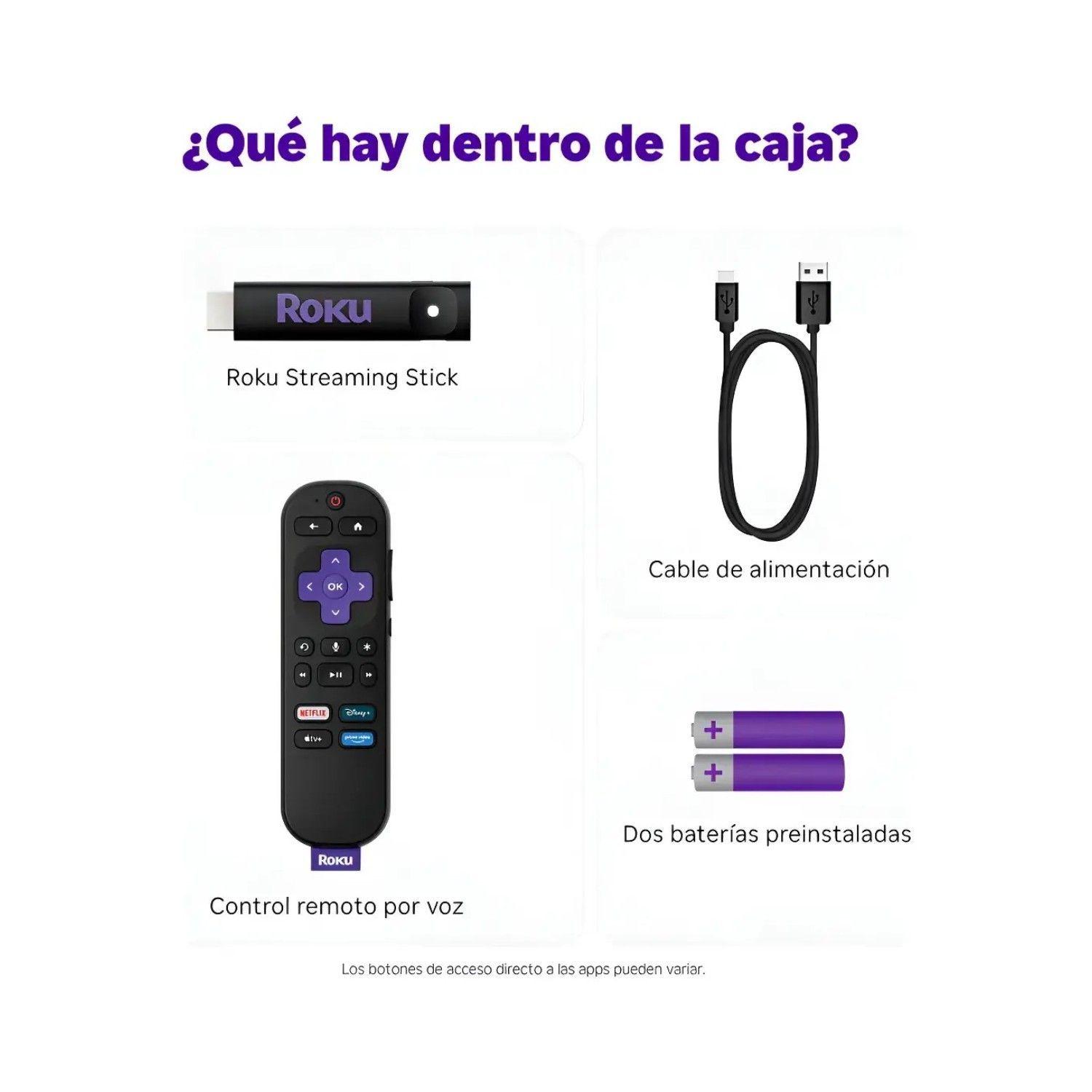 Dispositivo de Streaming Roku 3840S2 Streamer HD Control Voz Netflix Disney-3