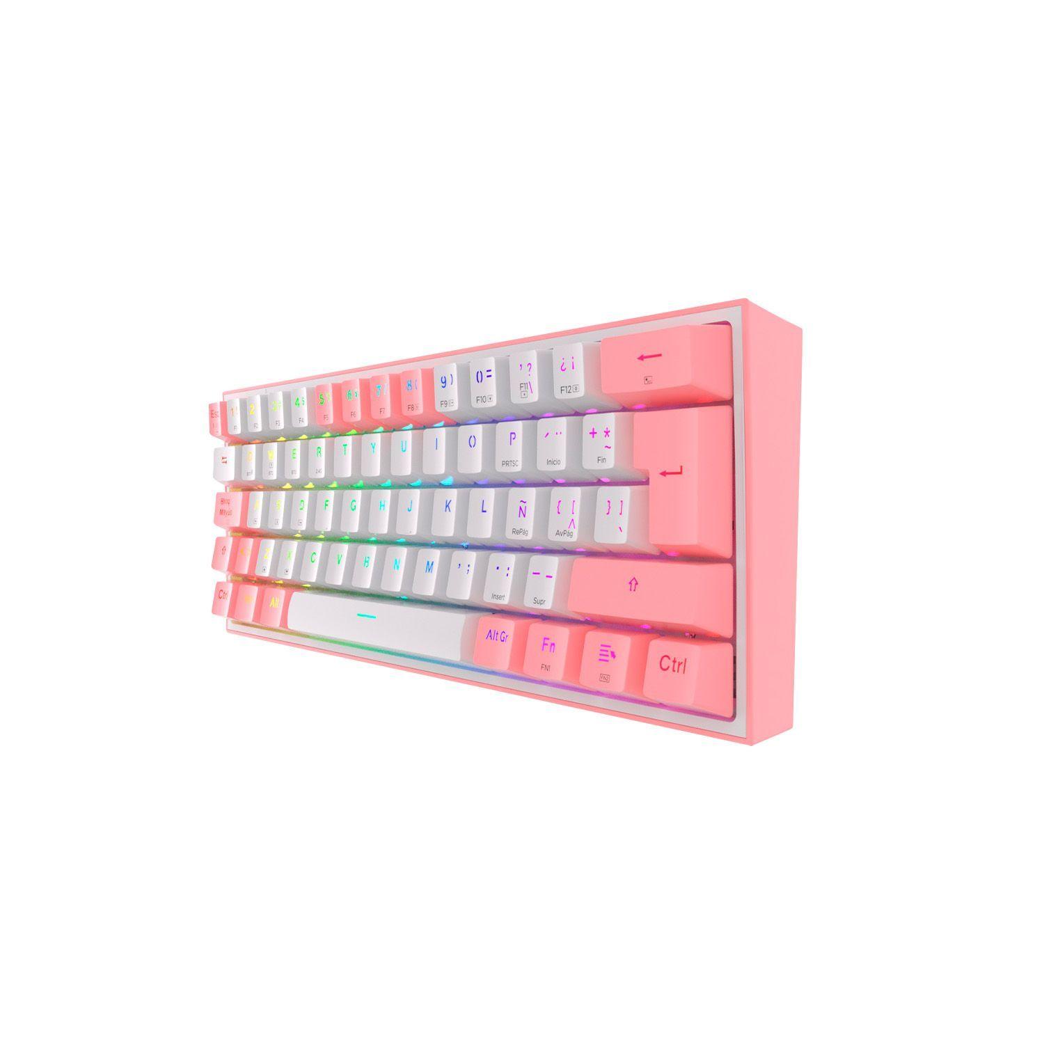 Teclado Inalámbrico Redragon Fizz Pro K616-RGB Pink/White-2