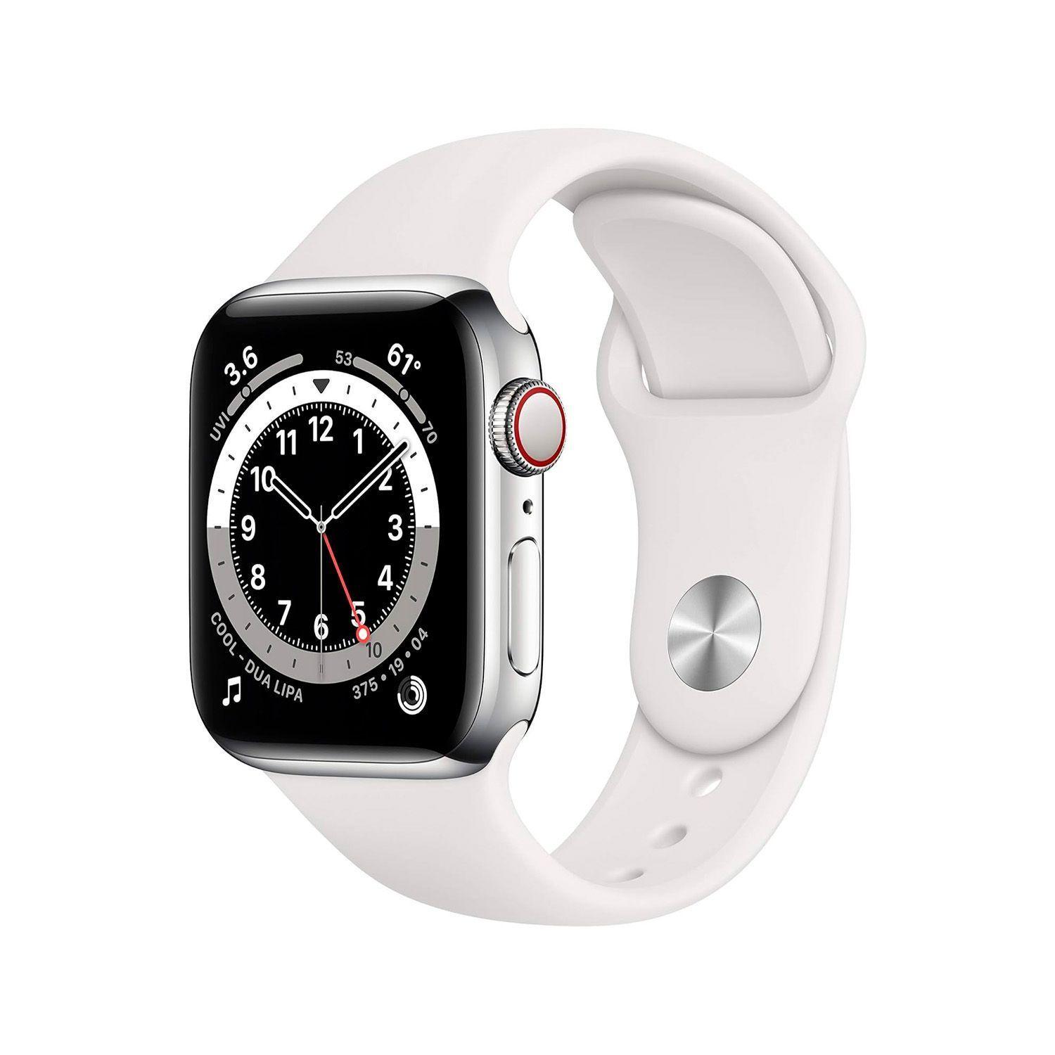 Reloj Apple Watch Series 6 40mm GPS + Celular Silver Stainless Steel White Sport-0