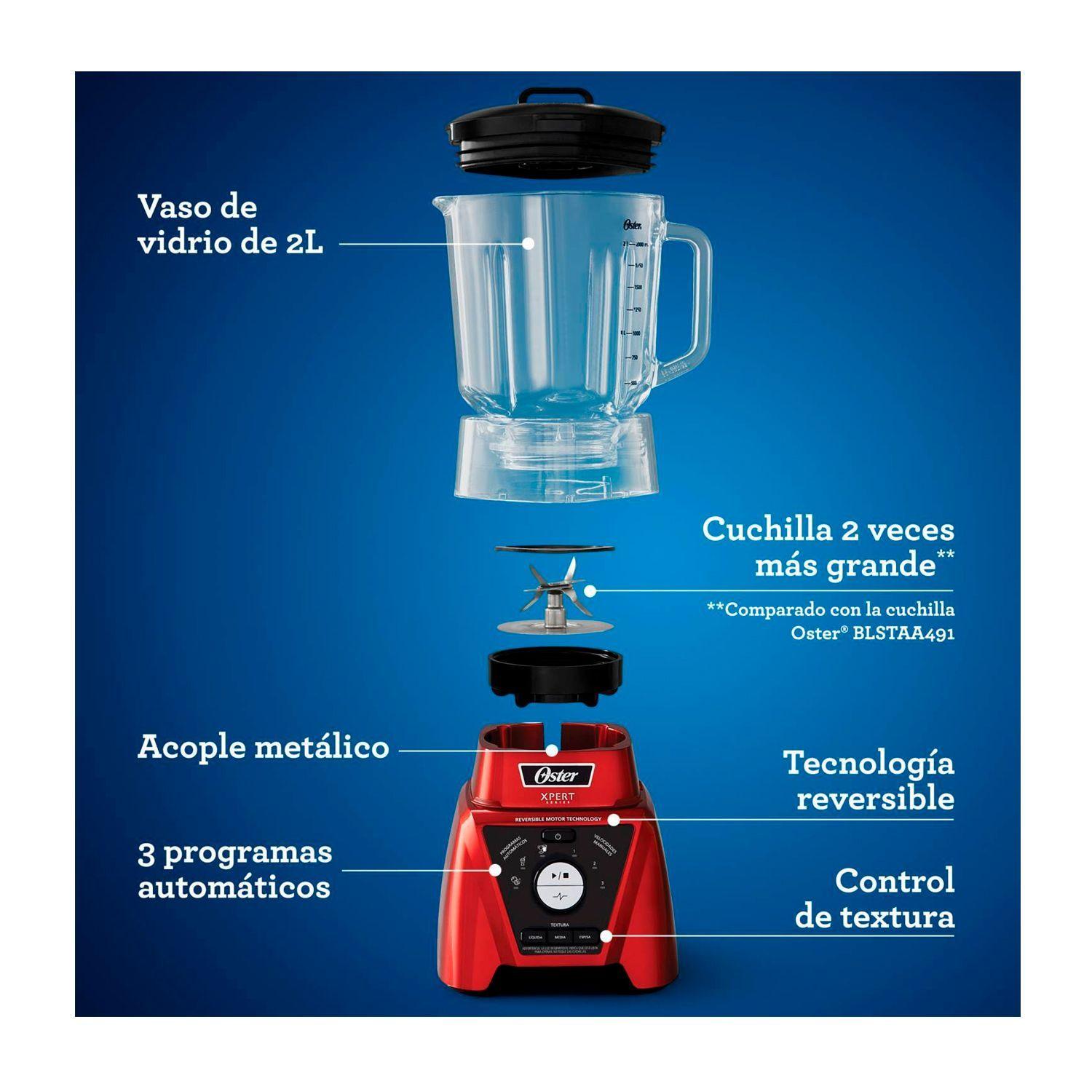 Licuadora Oster Xpert Series Roja Control Textura 2L 1100W-2