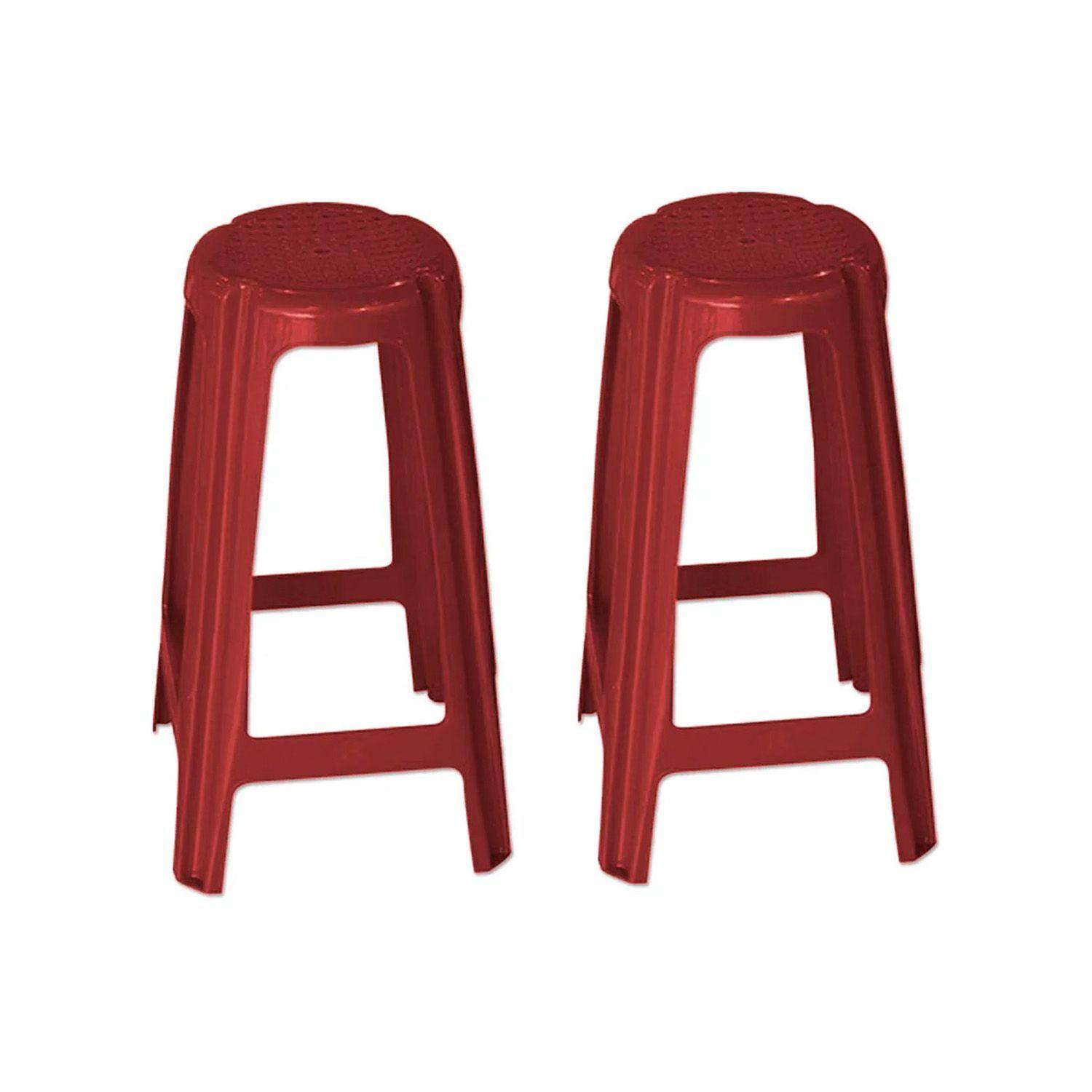 Pack 2 Banco Piso Bar Alto 70cm Cervecero Rojo Vino-1