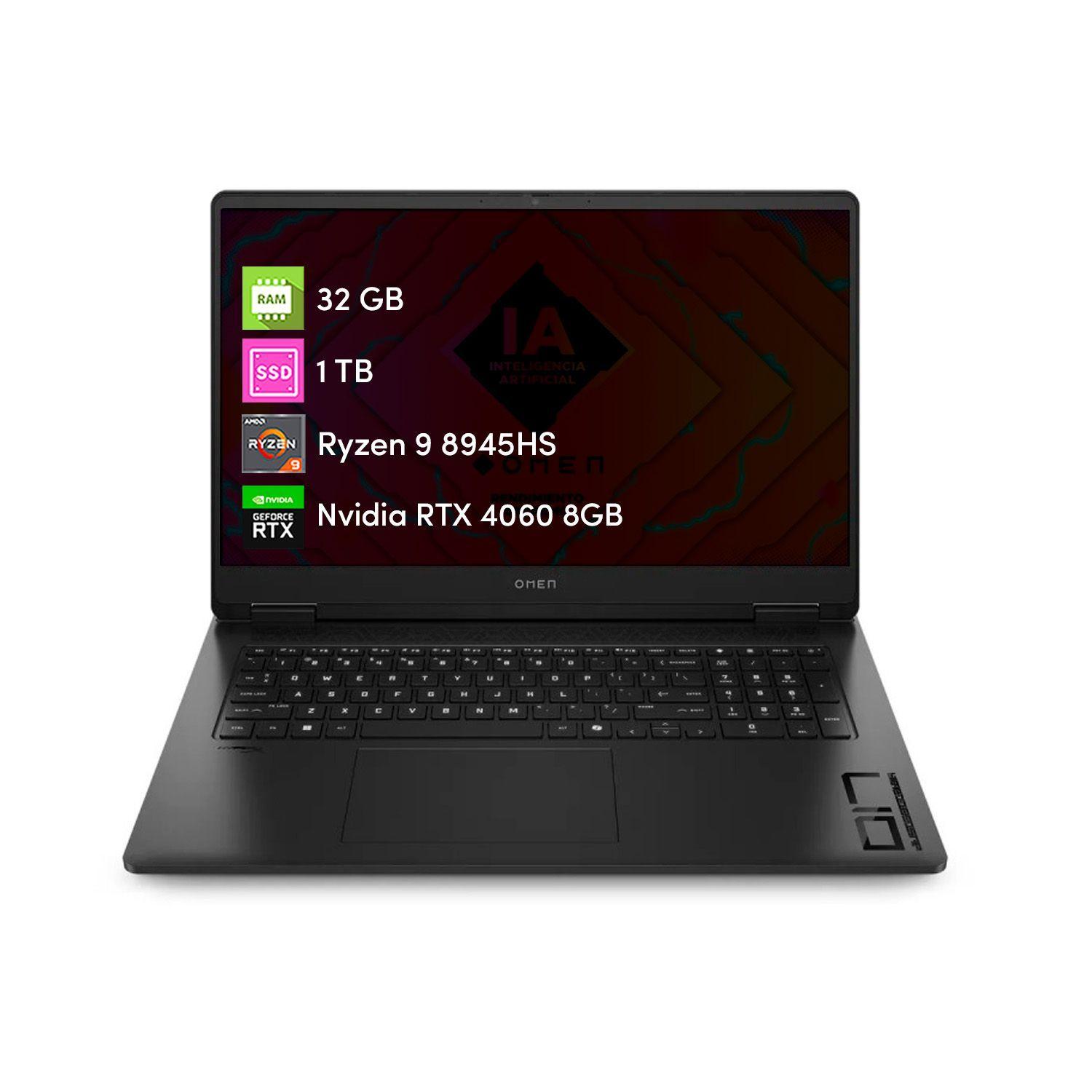 Notebook Gamer HP Omen Ryzen 9 32GB 1TB SSD RTX4060 8GB 17' W11-0