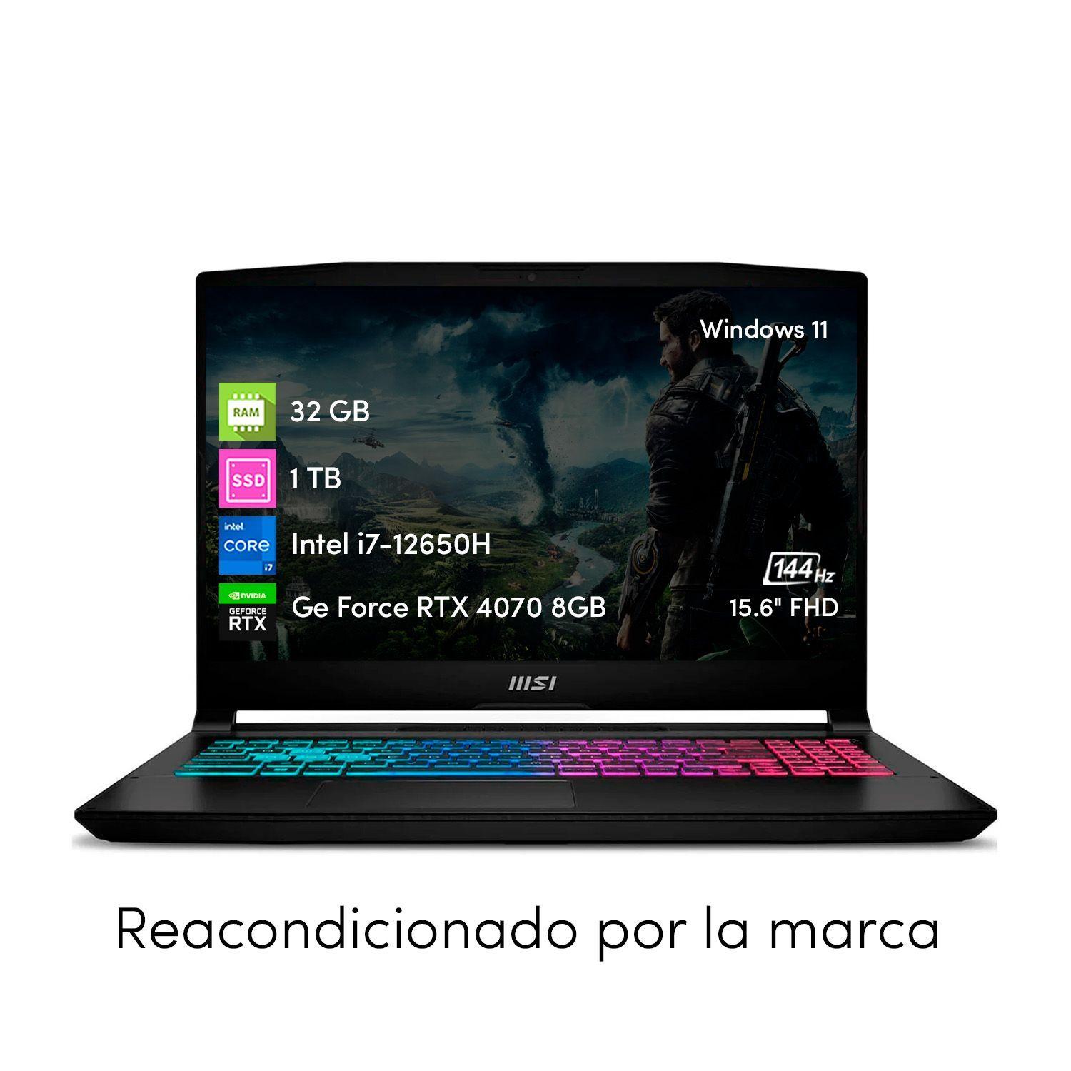 Notebook MSI Katana 15 i7 12va 32GB 1TB SSD RTX4070 8GB 15.6-1