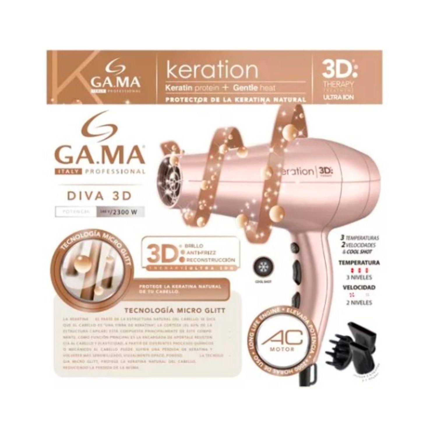Secador de Pelo Gama Diva 3D Keration Ceramic Ion 2200W Rosa-3