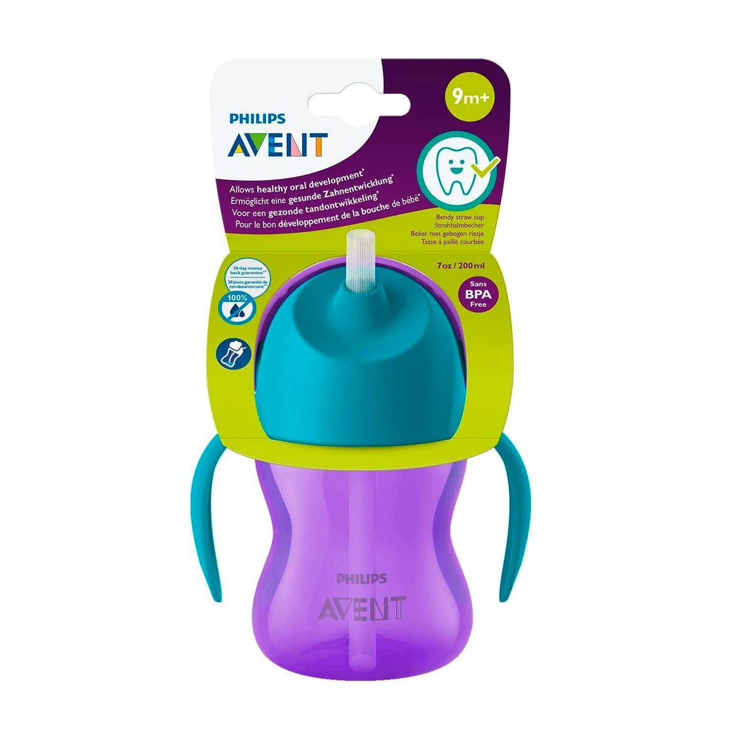 Vaso Con Bombilla Avent 9m+ Morado 200ml-2