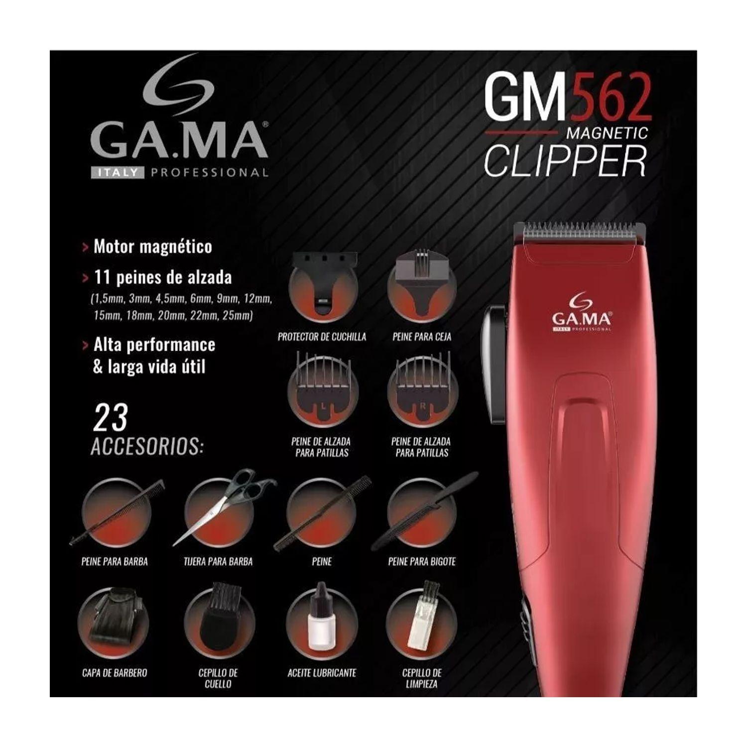 Cortadora de Pelo Gama GM 562 + 24 Accesorios Rojo-3