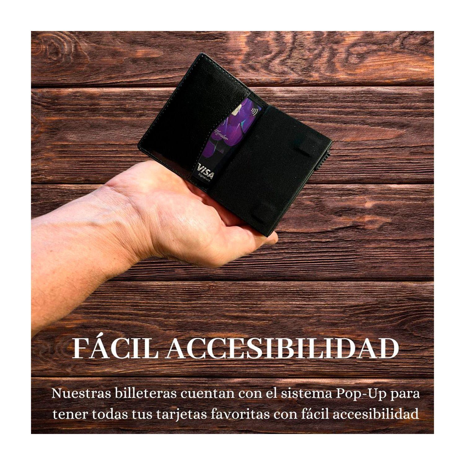 Billetera Tarjetero de Cuero PU Negro Antirobo Rfid-2