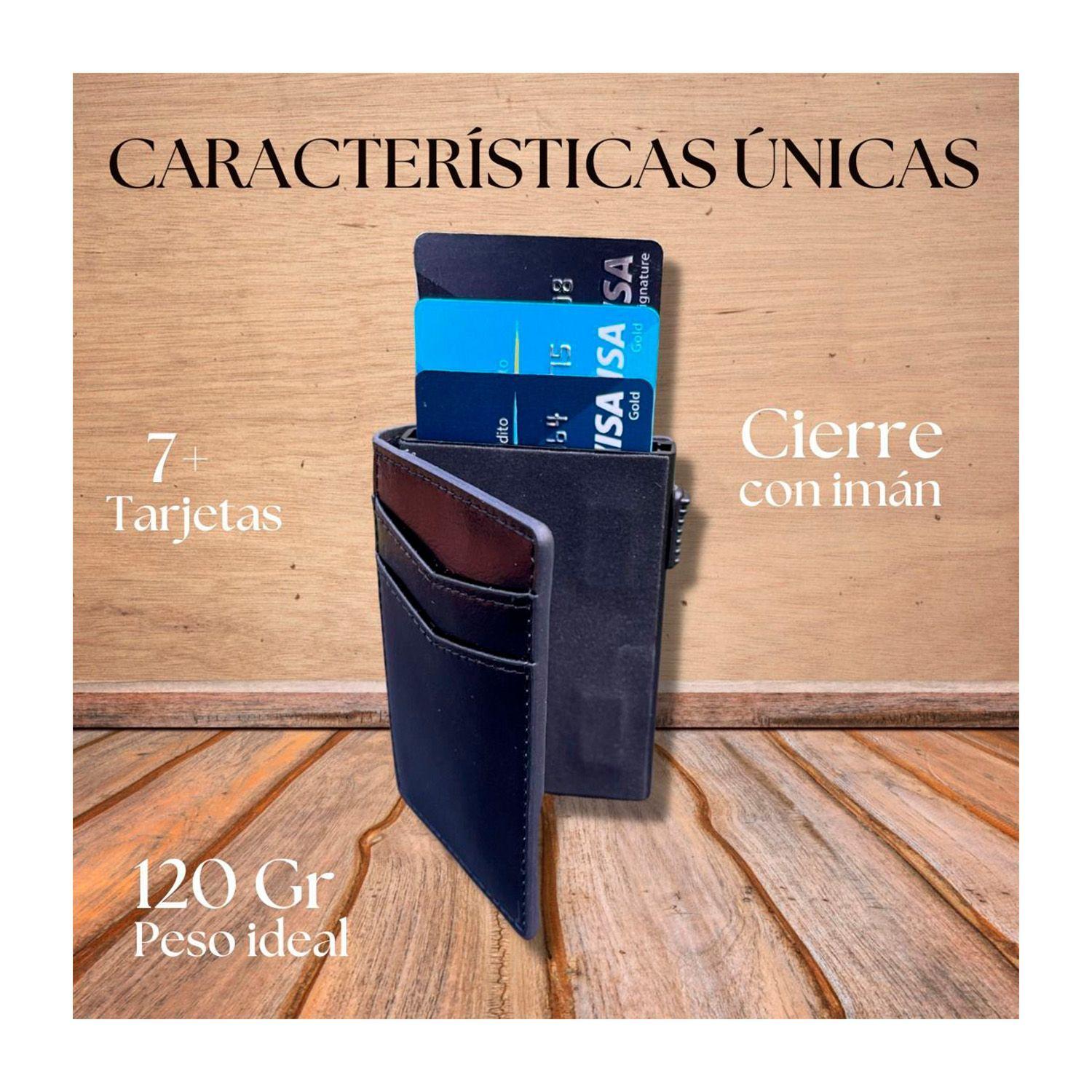 Billetera Tarjetero de Cuero PU Negro Antirobo Rfid-3