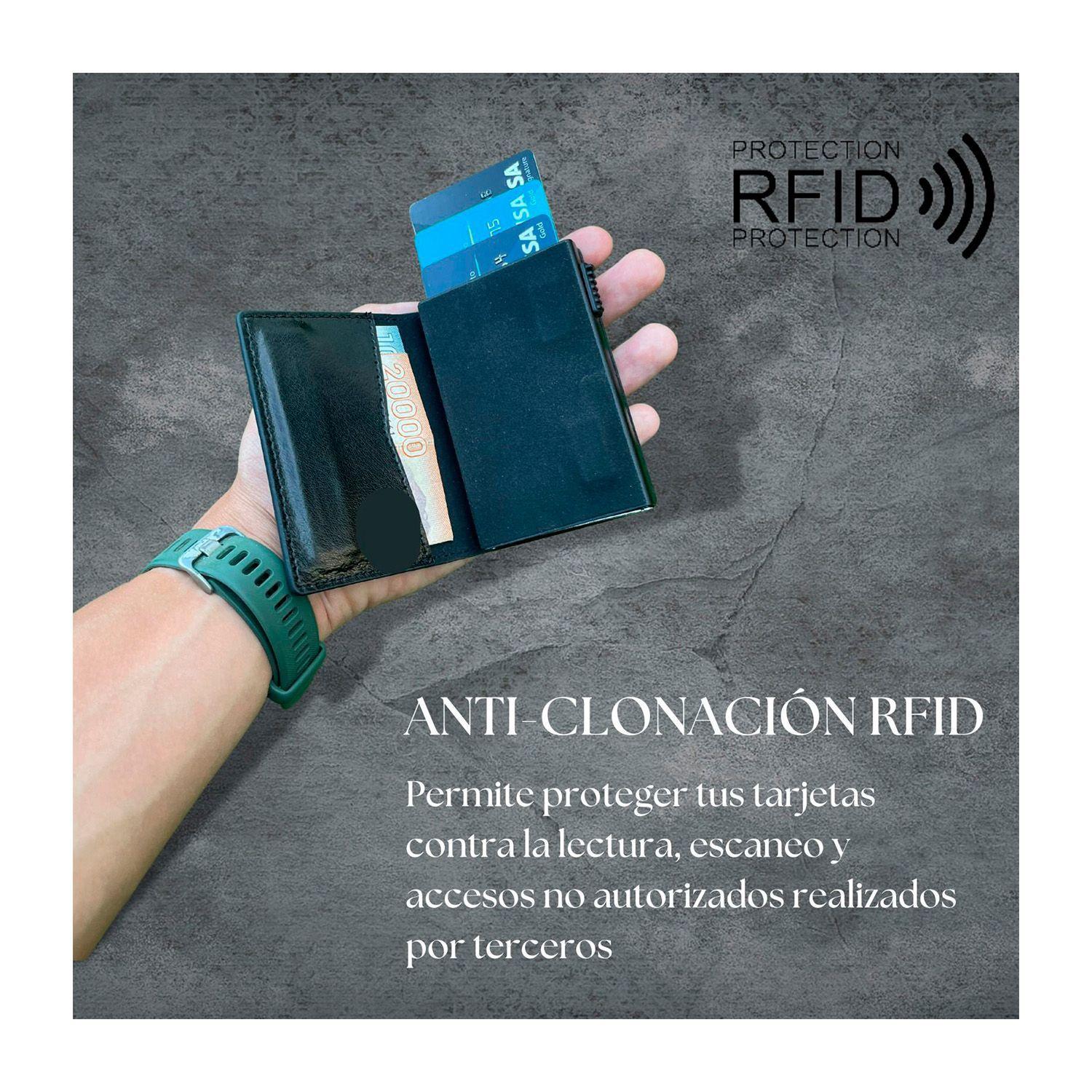 Billetera Tarjetero de Cuero PU Negro Antirobo Rfid-4