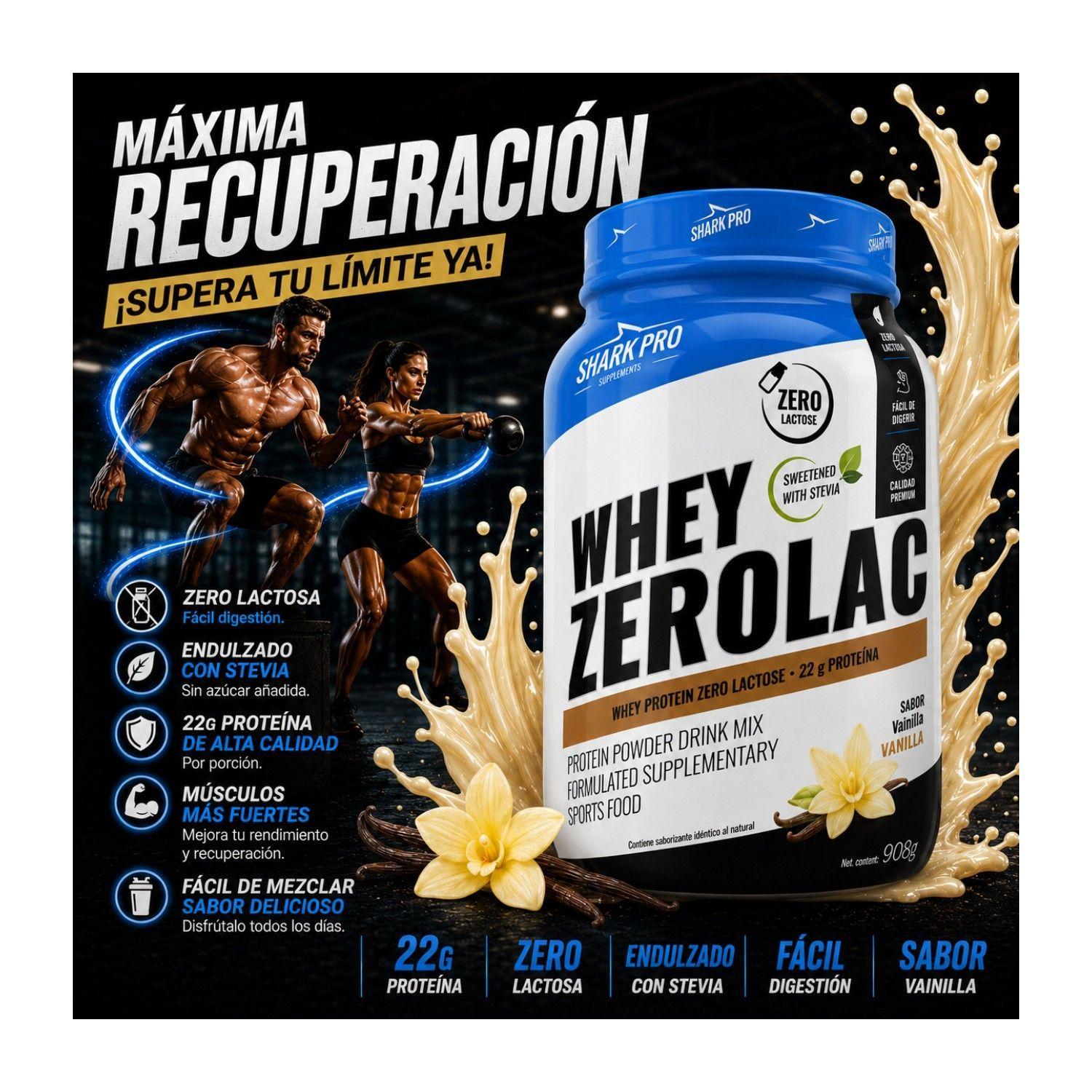 Proteina Shark Pro Whey Zerolac 900gr Vainilla-1