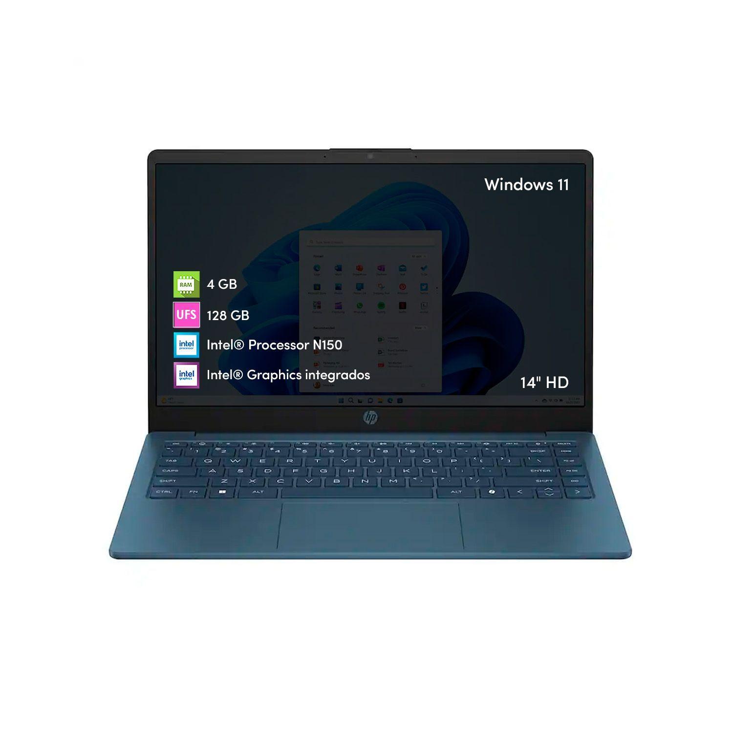 Notebook HP Intel N150 4GB 128GB 14' HD Win11 Azul-0