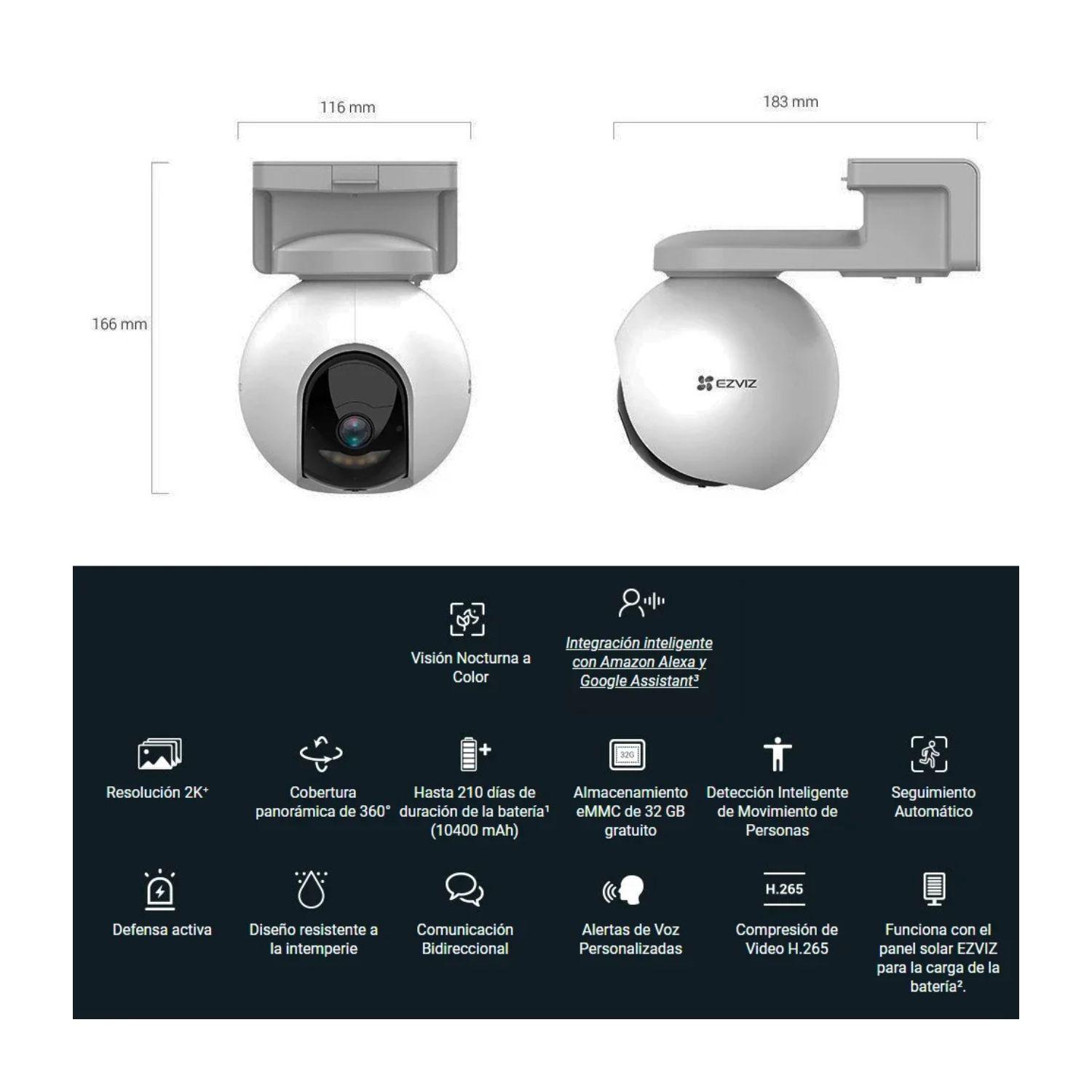 Camara de Seguridad IP Ezviz EB8 Pro 4K 4G Wifi Bater a Panel Solar 8W-1