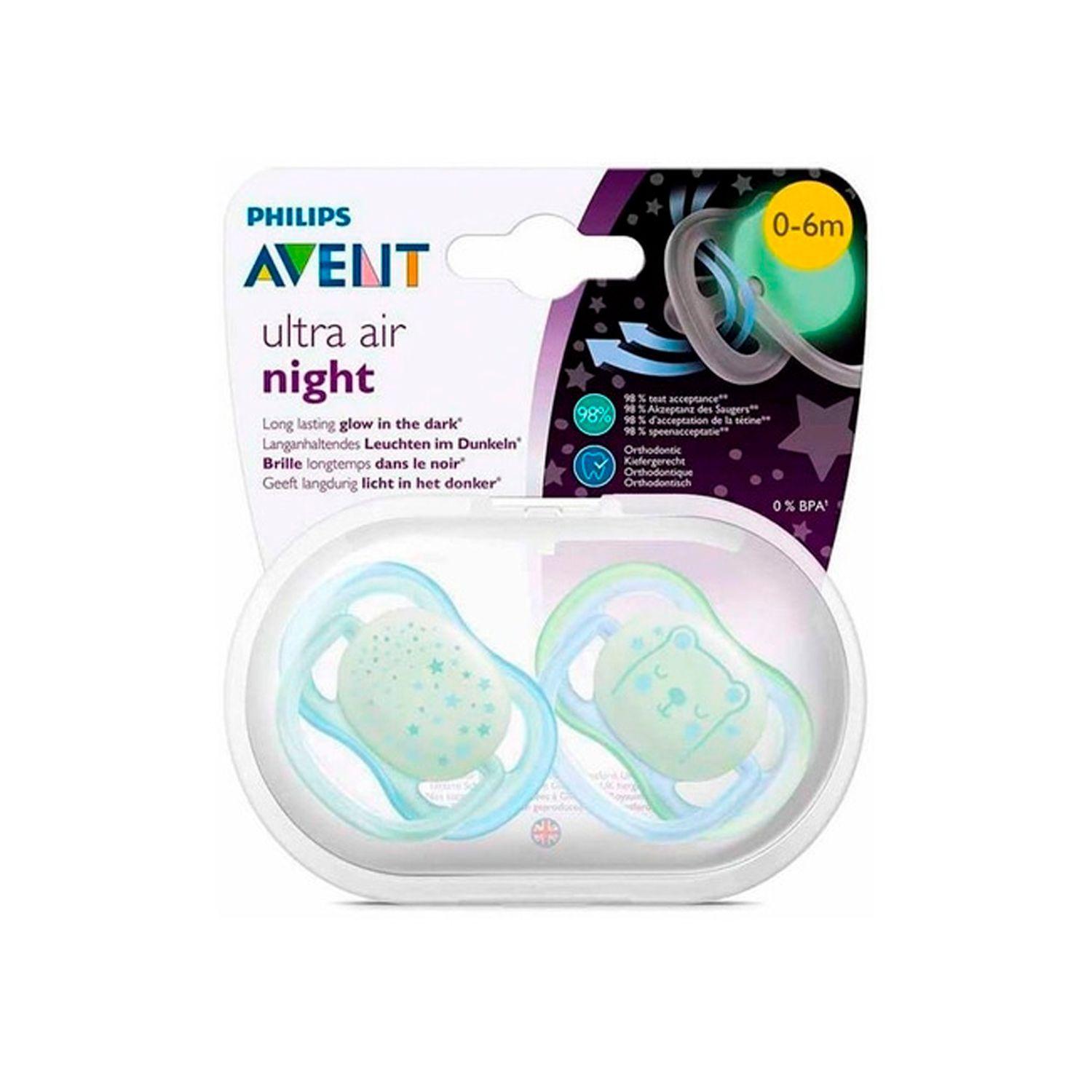 Pack X2 Chupete Avent Ultra Air Night 0-6m Azul-3