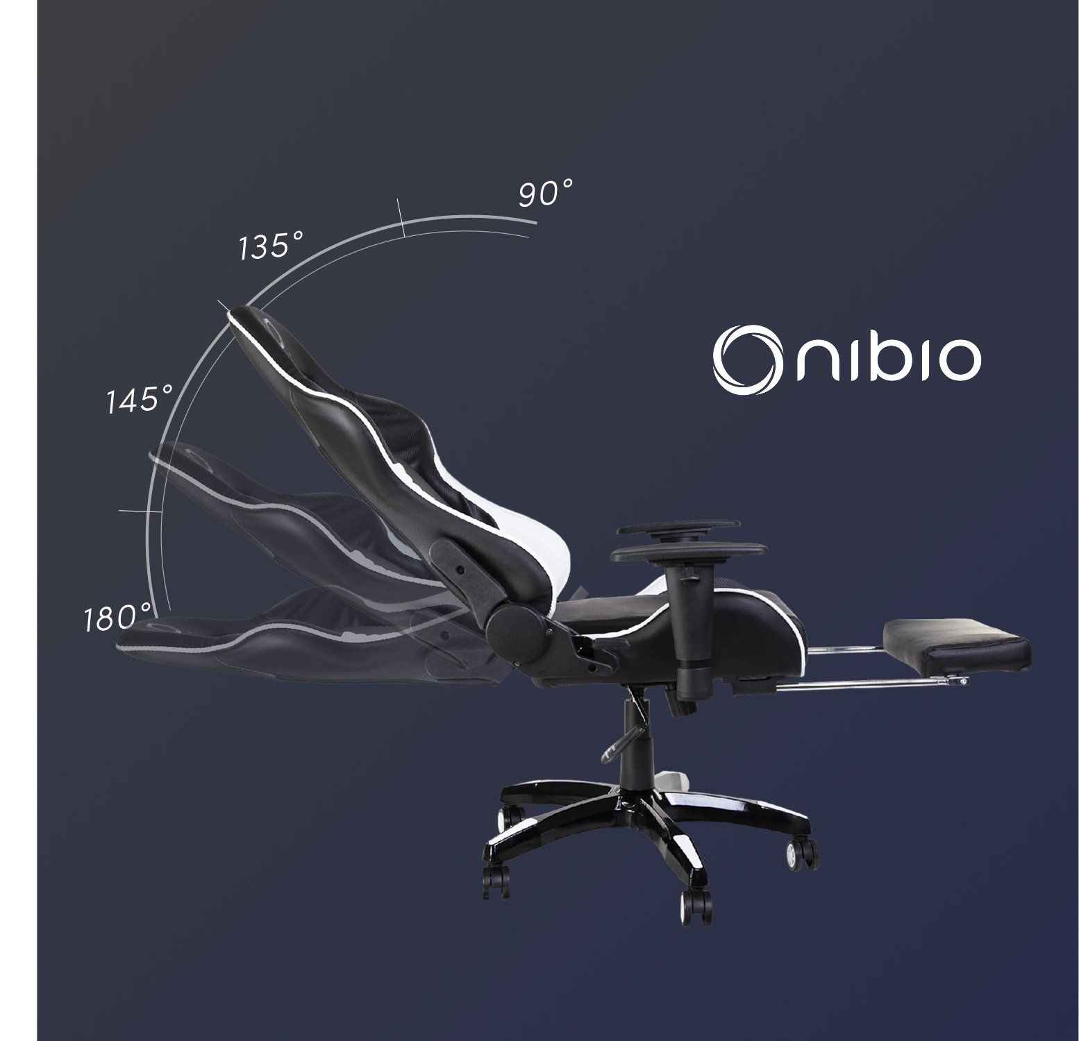 Silla Gamer Nibio Destroyer Reclinable 180° Apoyapies Blanca-2