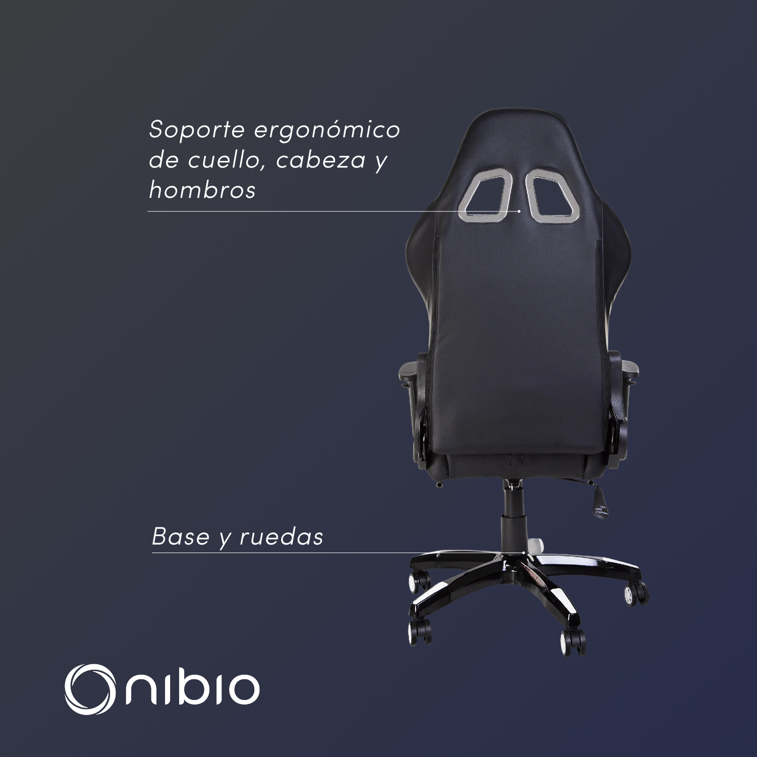 Silla Gamer Nibio Destroyer Reclinable 180° Apoyapies Blanca-3