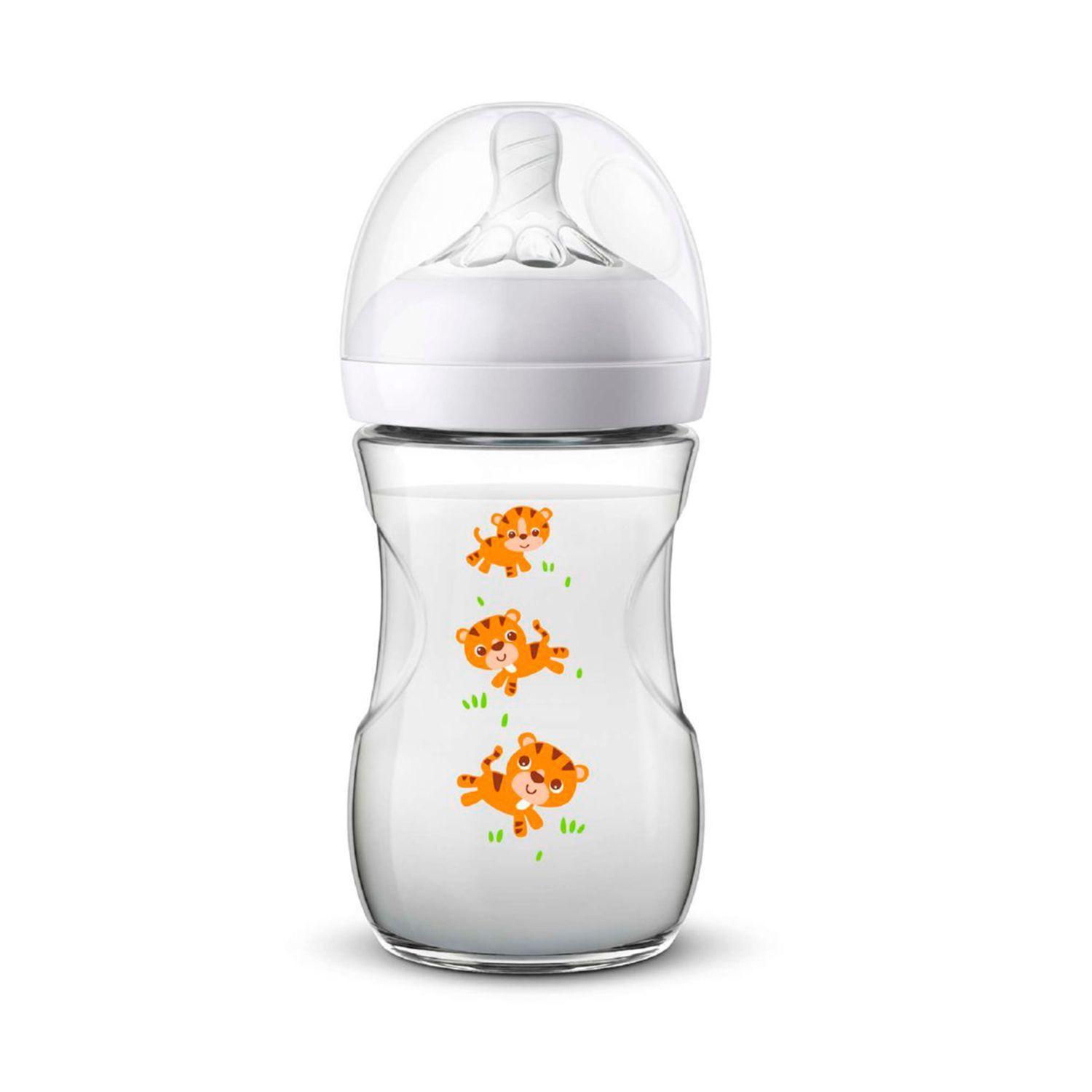 Mamadera Avent Natural 2.0 Tigre 260ml Tetina flujo lento 1m+-1