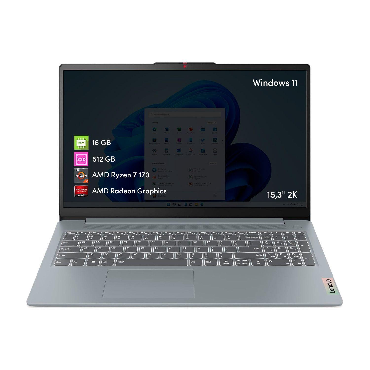Notebook Lenovo Ideapad Slim 3 Ryzen 7 16GB 512GB 15 3 2K T ctil W11-0