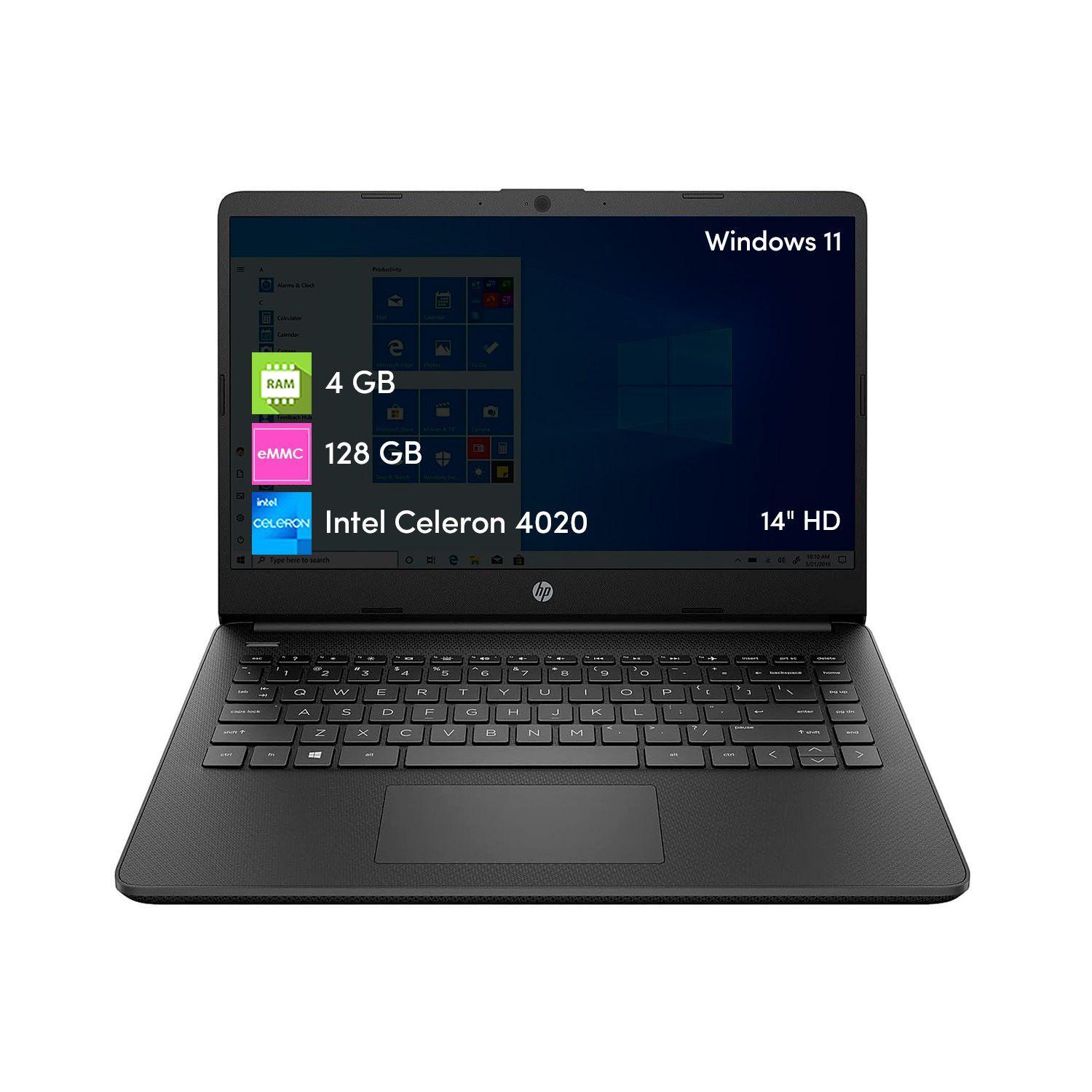Notebook HP Celeron 4GB 128GB 14" HD Win11 Jet Black-0