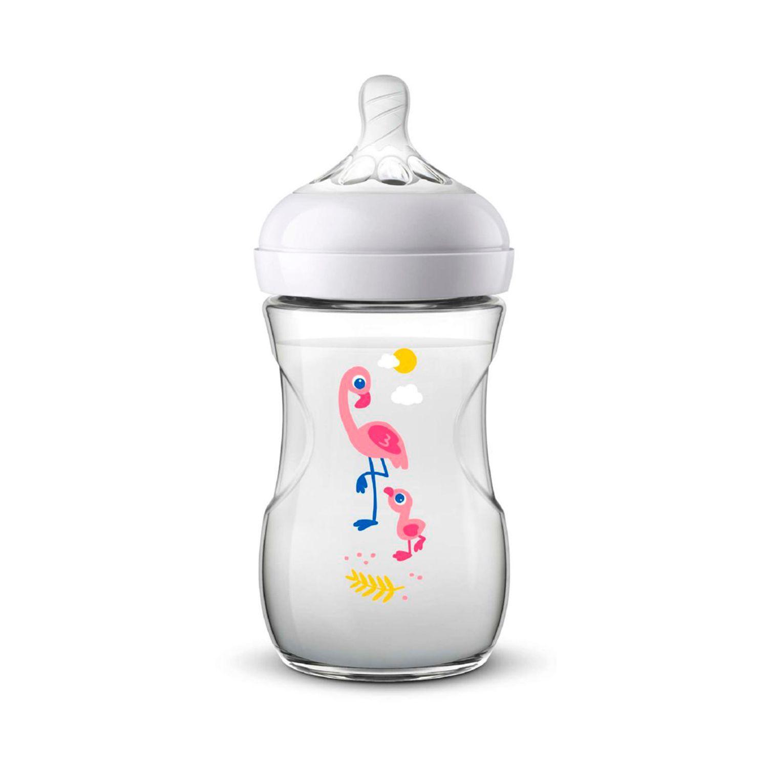 Mamadera Avent Natural 2.0 Flamenco 260ml Tetina flujo lento 1m+-0