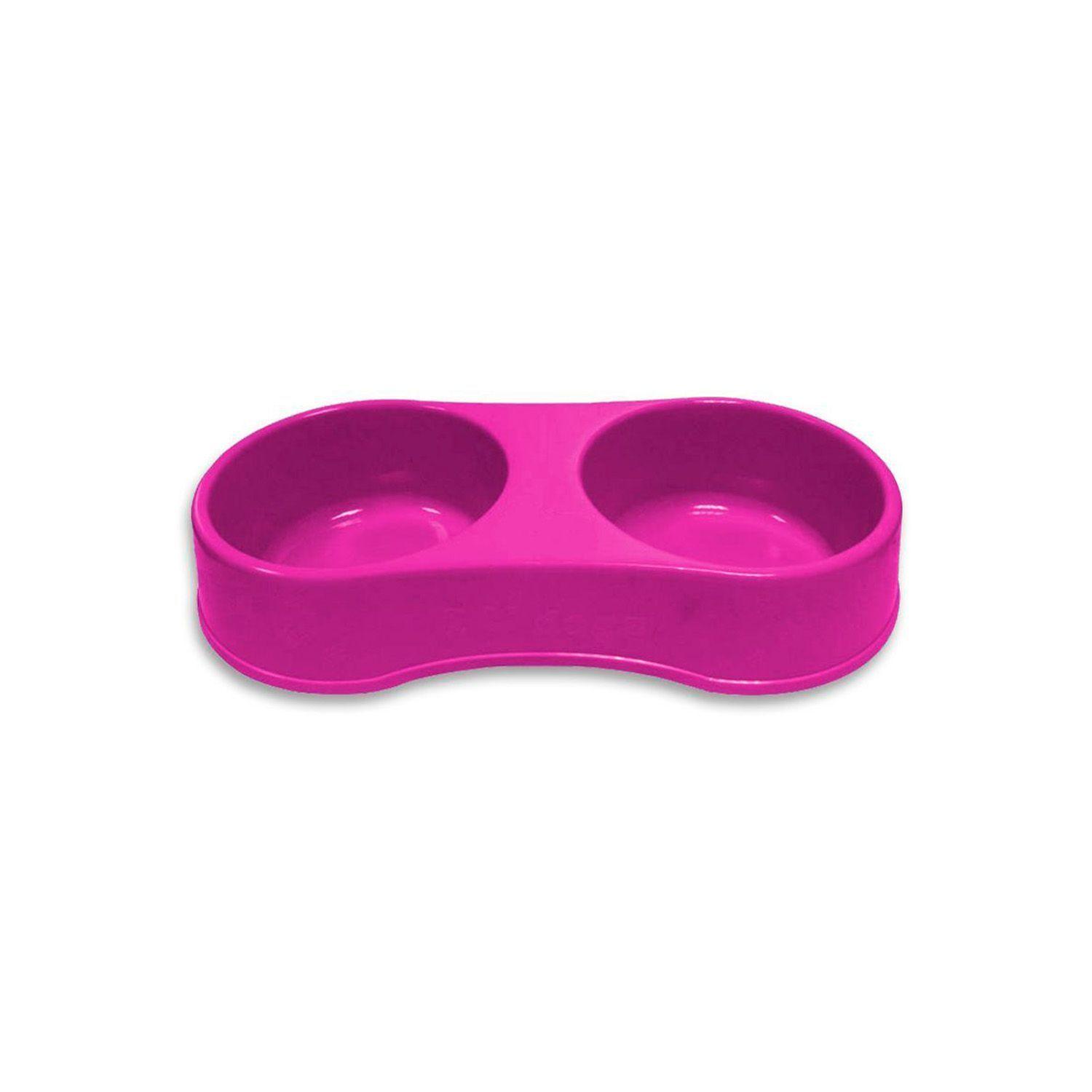Plato Mascota Doble Redondo Rosado-0