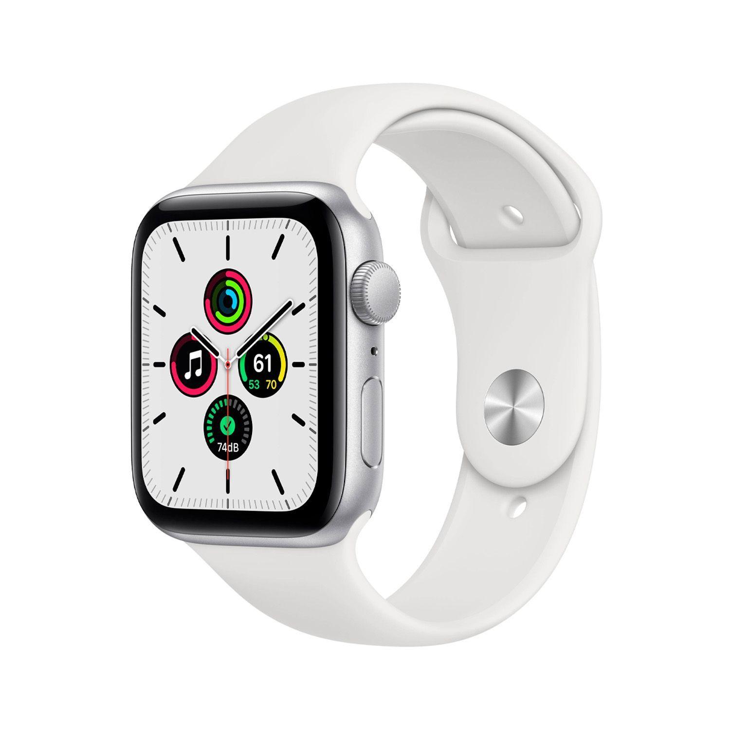 Reloj Apple Watch SE 2nd Gen GPS 44mm Silver Aluminum Case White Sports Band-0