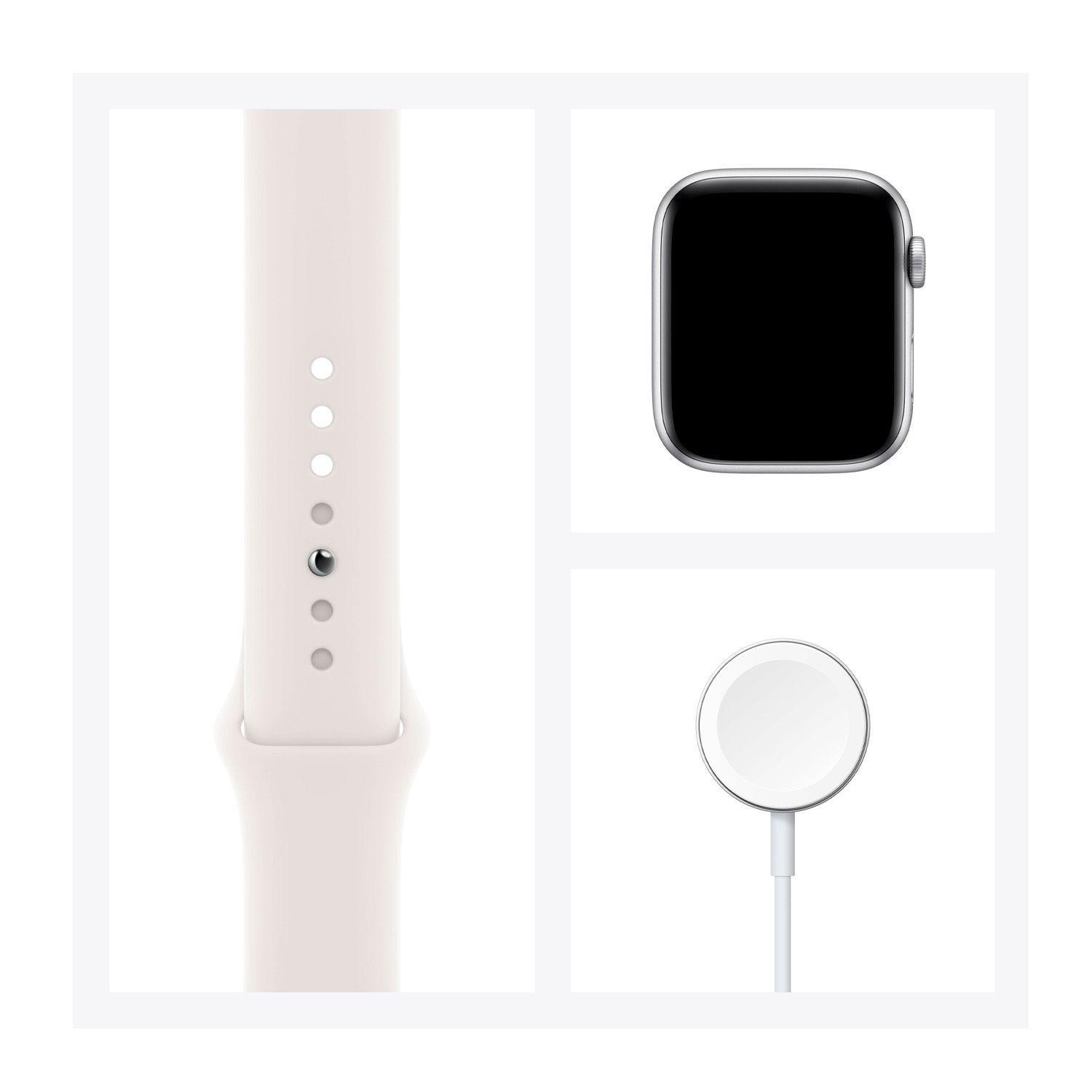 Reloj Apple Watch SE 2nd Gen GPS 44mm Silver Aluminum Case White Sports Band-4