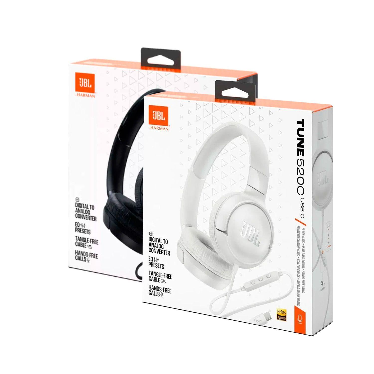 Pack Aud fonos JBL Tune 520C USB C Blanco y Negro-3