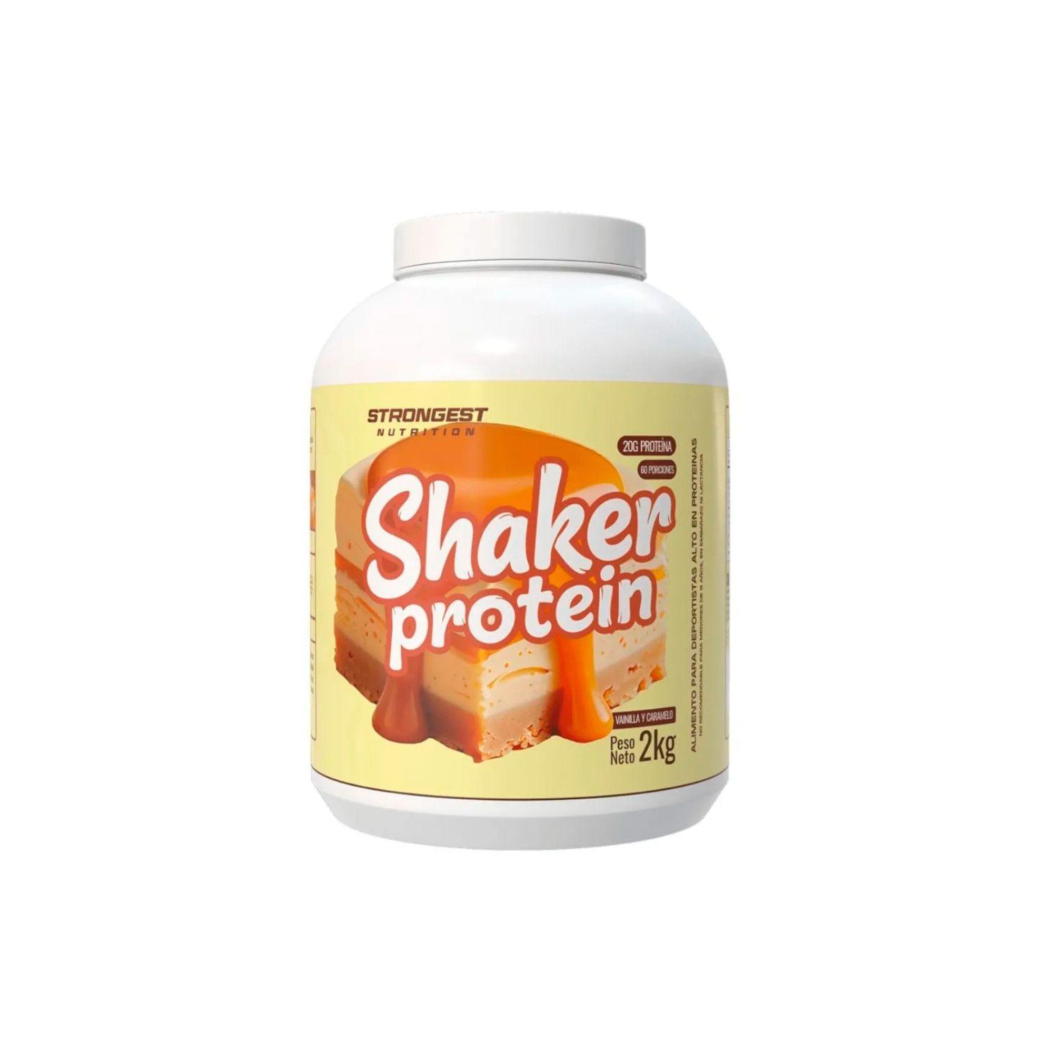 Proteina Shaker Protein Strongest 2kg Vainilla y Caramelo-0