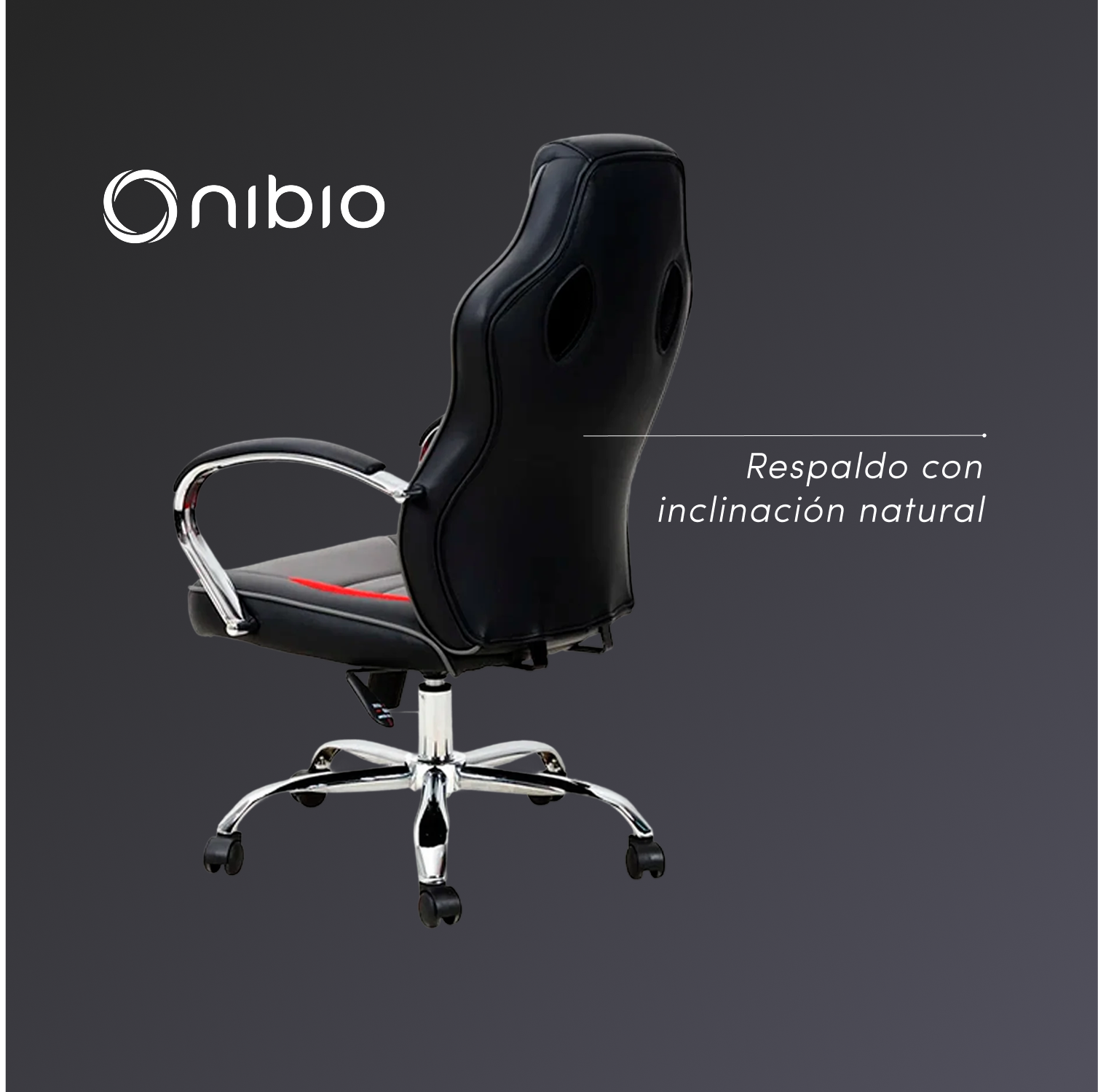 Silla Gamer Nibio Rookie Reclincable Cuero PU Roja-3