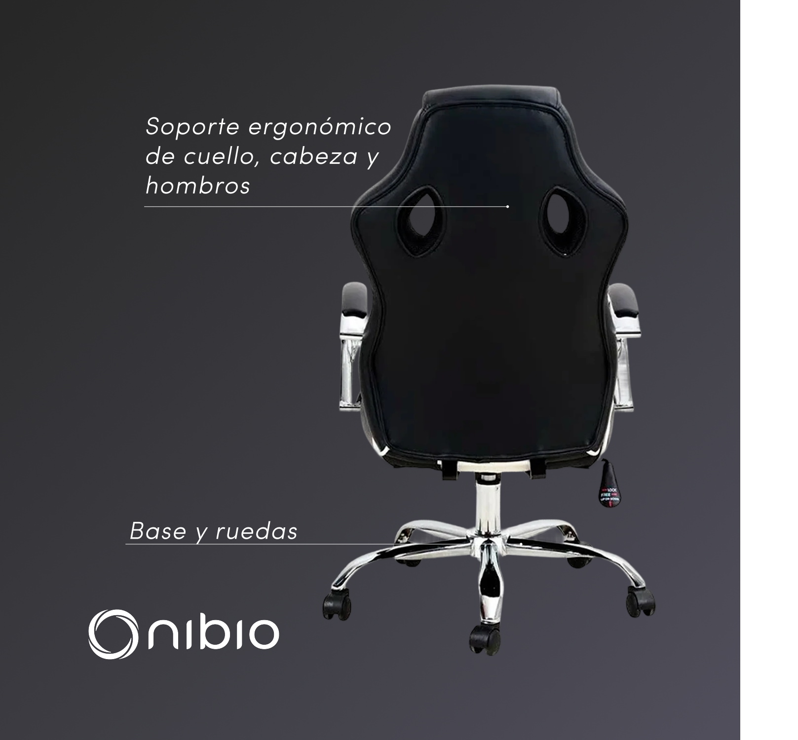 Silla Gamer Nibio Rookie Reclincable Cuero PU Roja-4