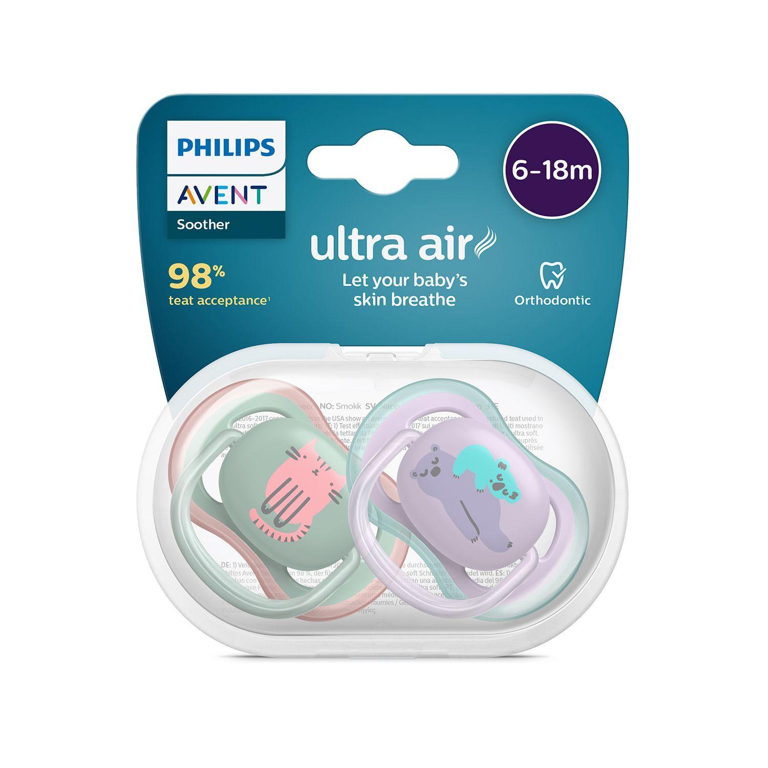 Chupete Avent Ultra Air 6-18m Gato Koala 2UN-2