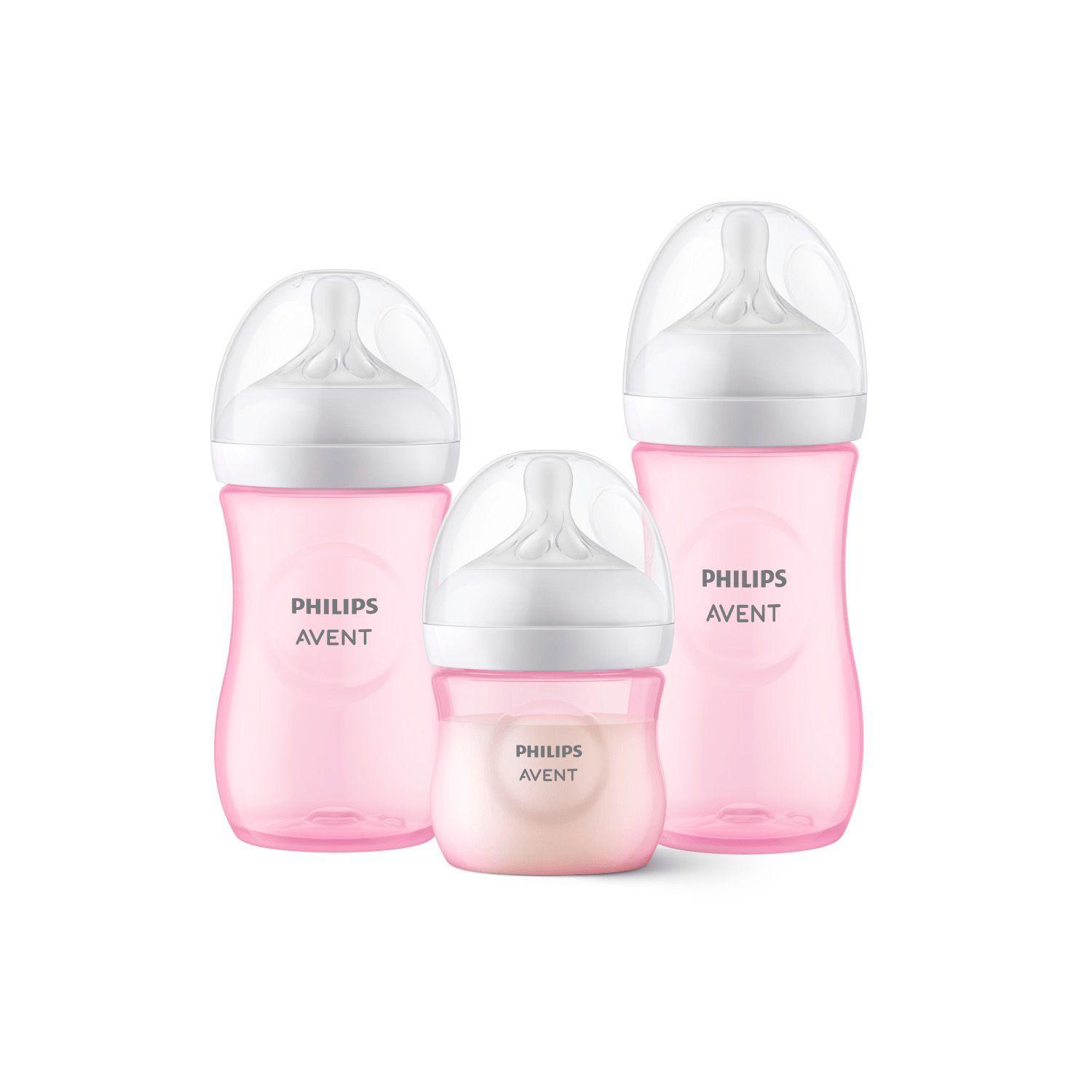 Set 3 Mamaderas Avent Natural SCD838/28 125+260+330ml Rosa-0