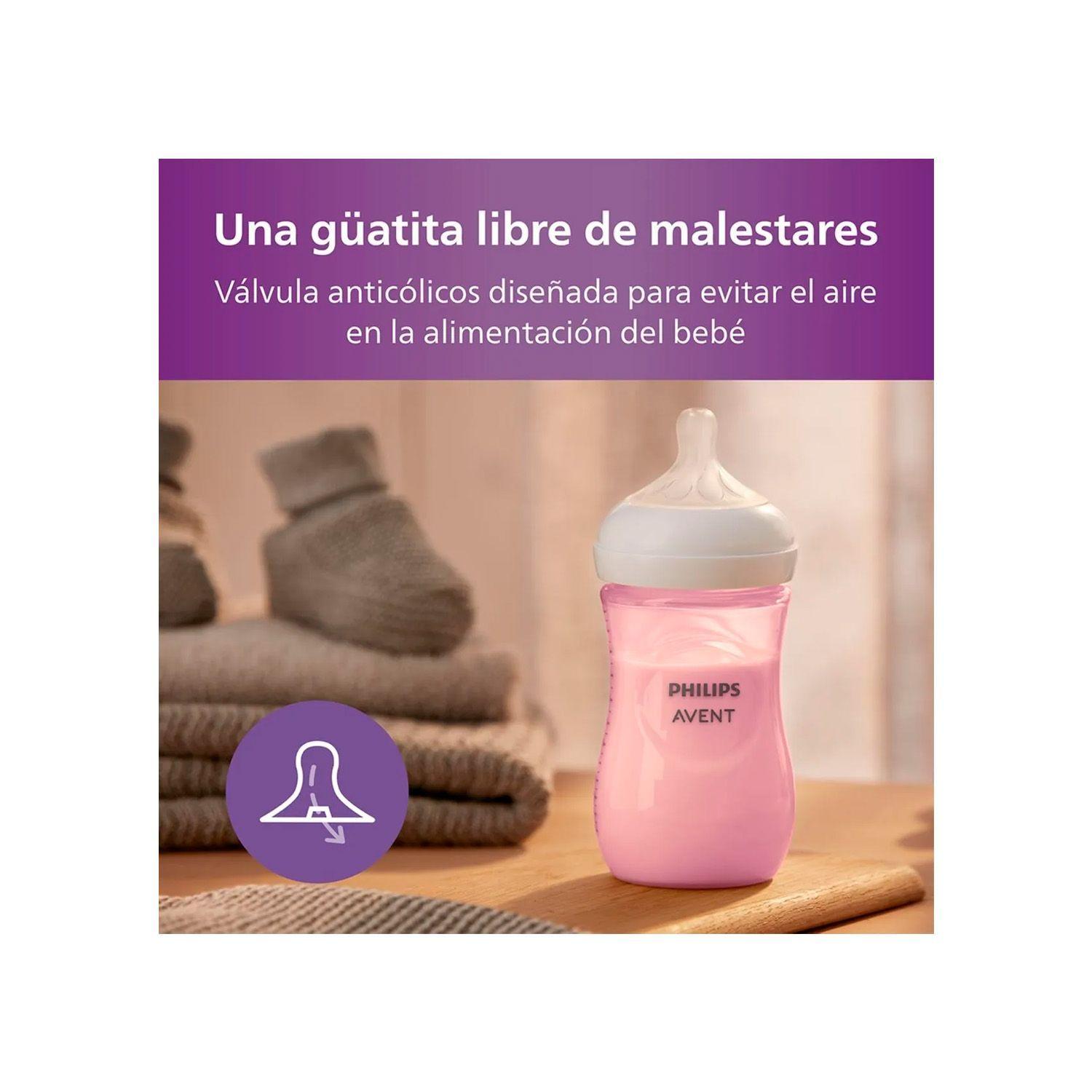 Set 3 Mamaderas Avent Natural SCD838/28 125+260+330ml Rosa-3