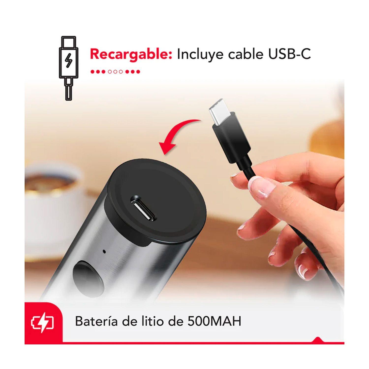 Espumador Batidor Thorben USB Inox Dual Milk Frother-3