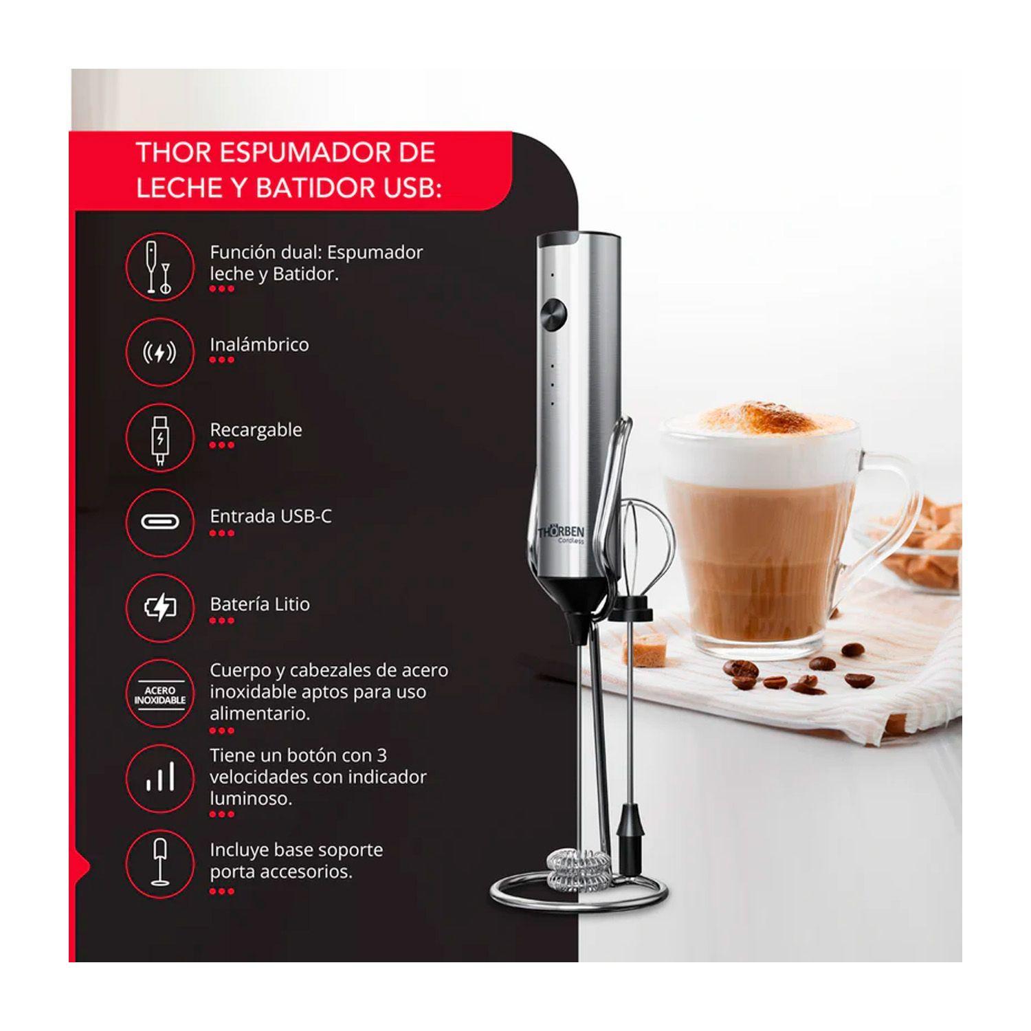 Espumador Batidor Thorben USB Inox Dual Milk Frother-6