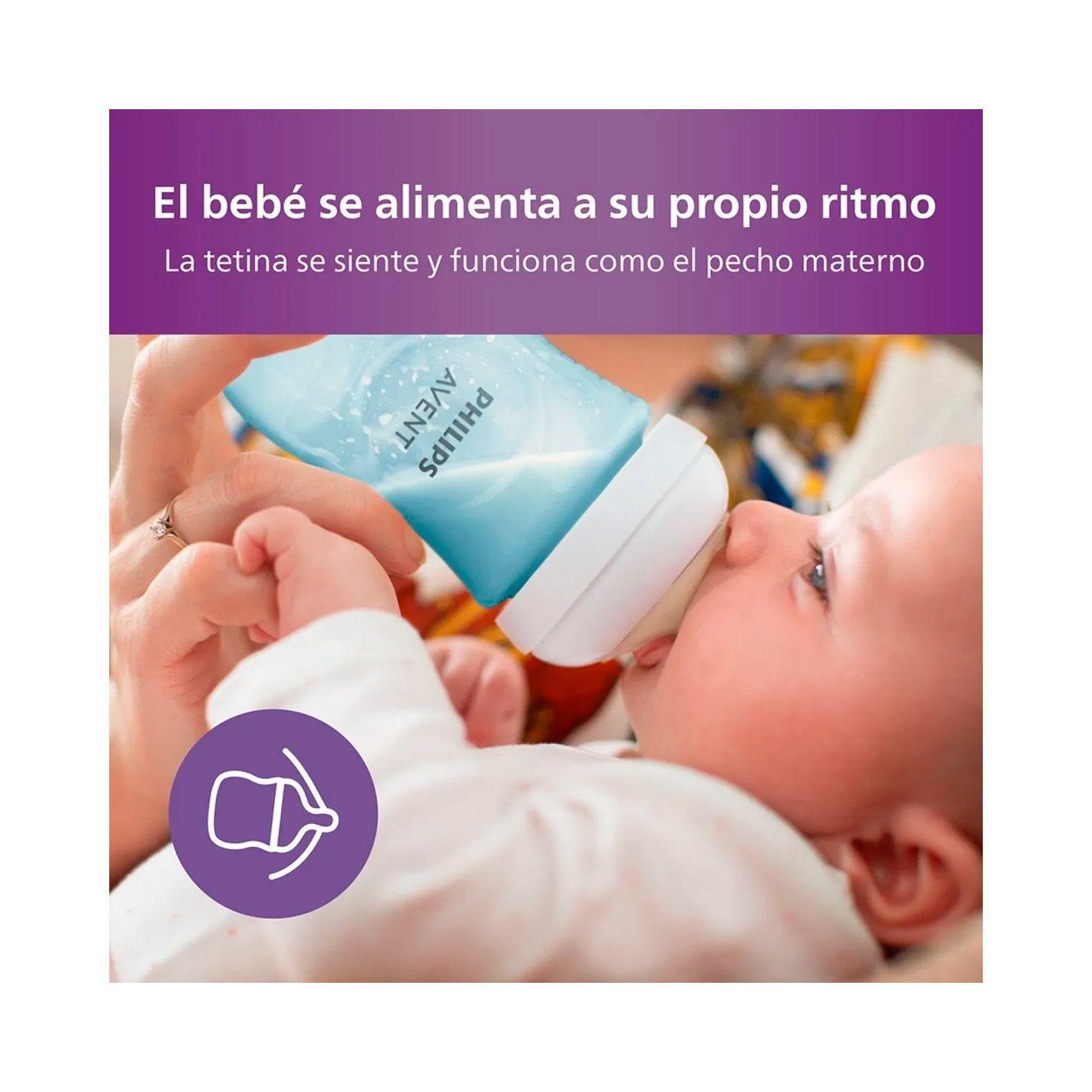 Set 3 Mamaderas Avent Natural SCD838/29 125+260+330ml Azul-2