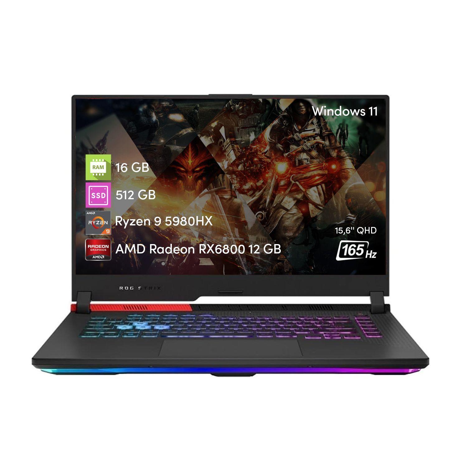 Notebook Asus G15 Ryzen 9 16GB 512SSD RX6800 12GB 15.6" QHD-0