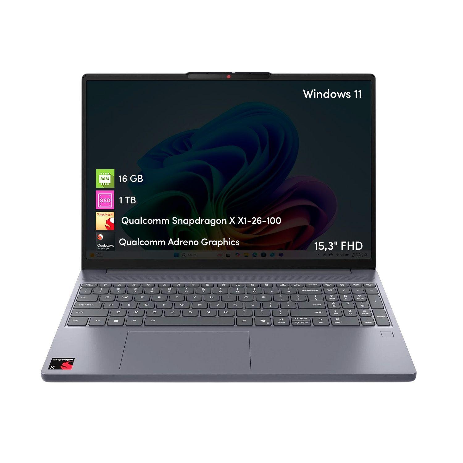 Notebook Lenovo Slim Snapdragon X 16GB 1TB SSD 15 3 FHD T ctil W11-0