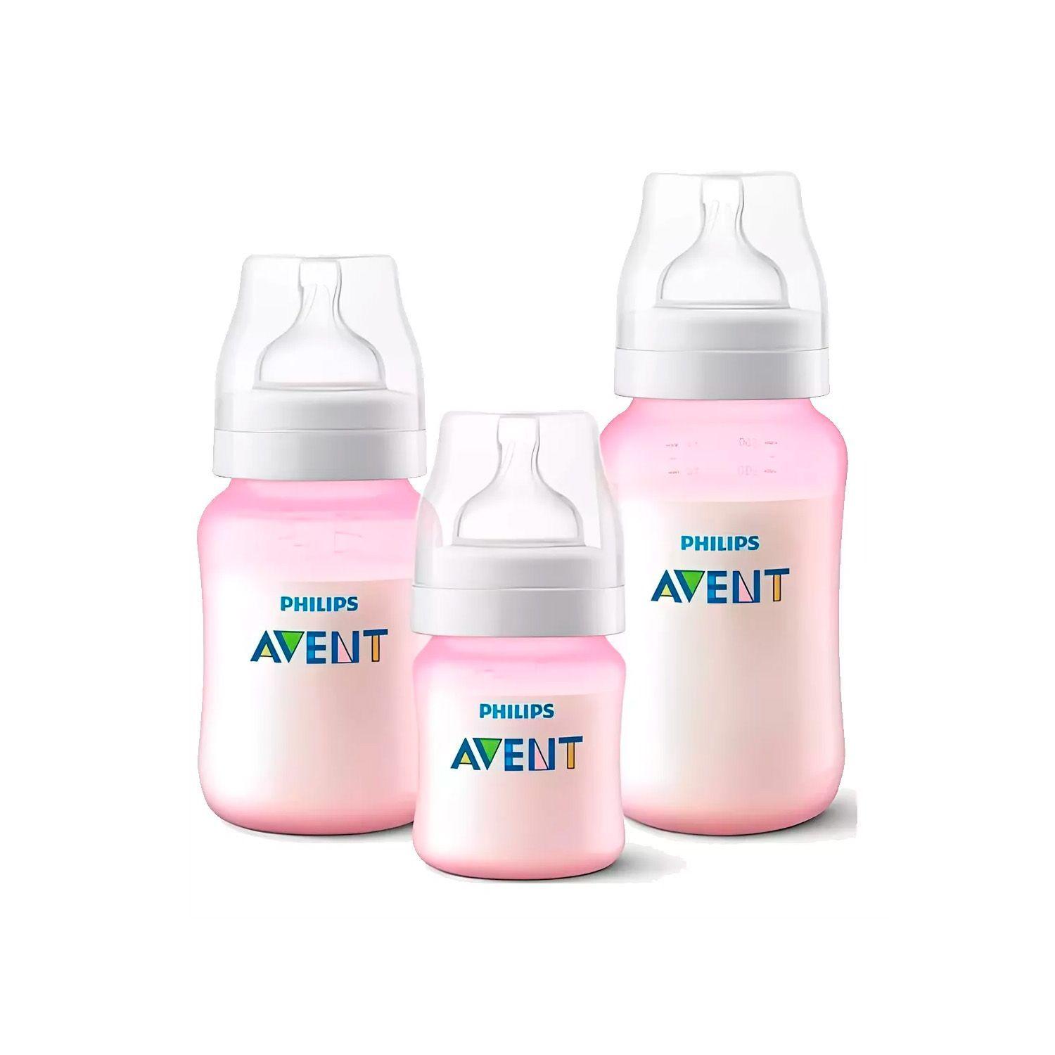 Kit Triple Mamaderas Avent SCY119/20 125ml 260ml 330ml Rosa-0