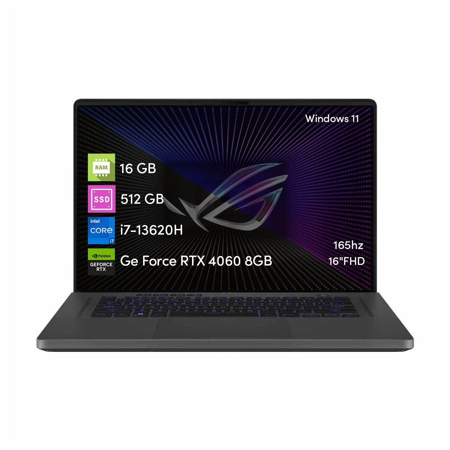 Notebook Asus Rog G16 i7 13va 16GB 512SSD RTX4060 8GB 16"FHD-0