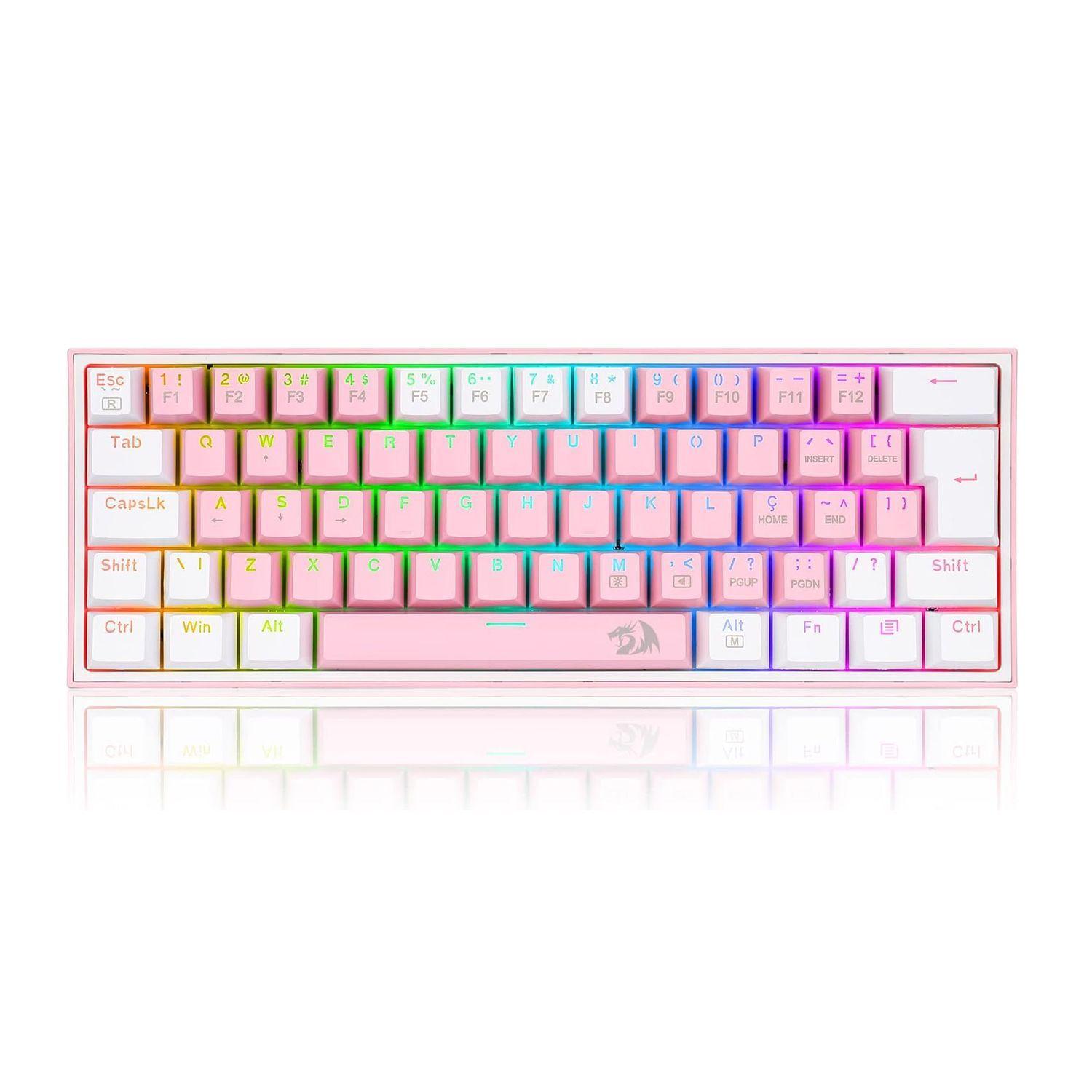 Teclado Gamer Redragon K617 Fizz RGB Pink/White-0