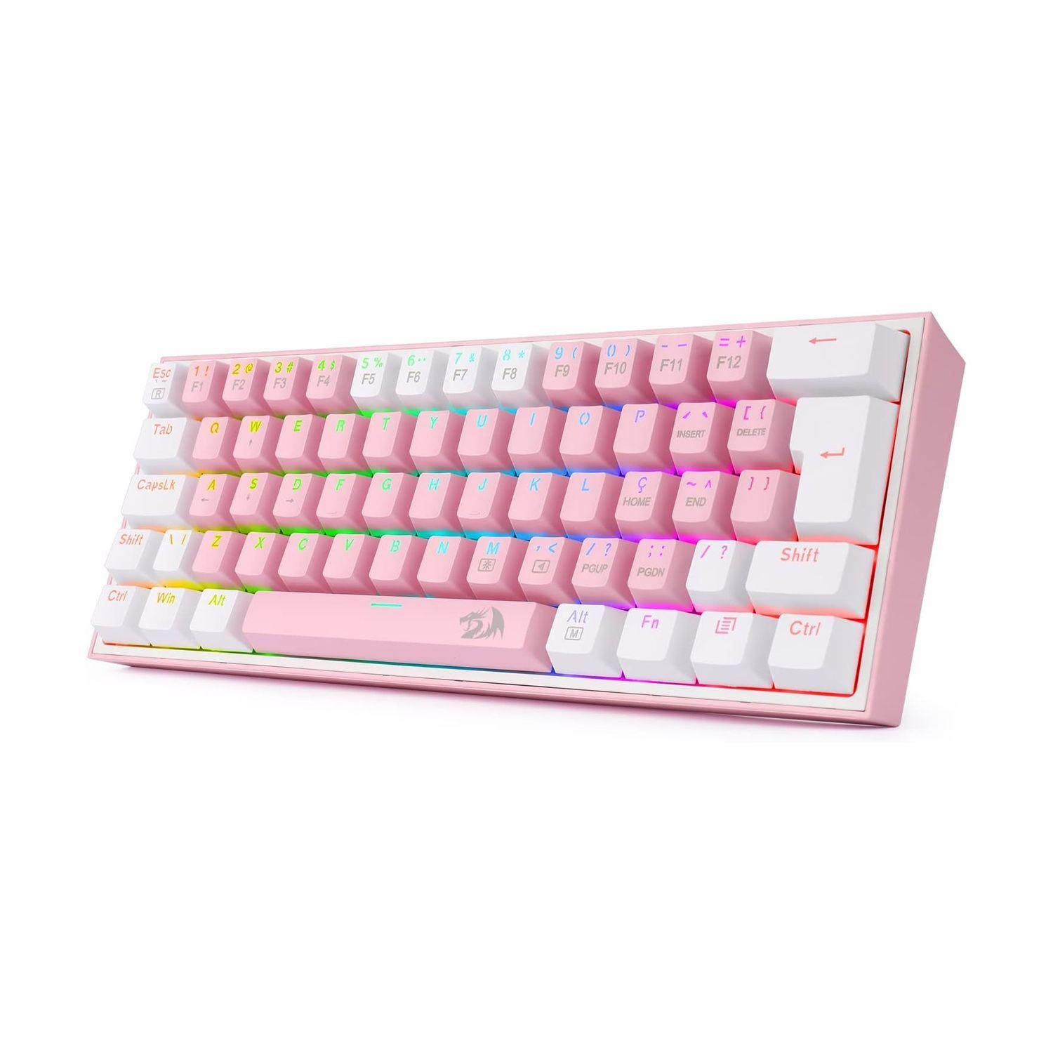 Teclado Gamer Redragon K617 Fizz RGB Pink/White-1