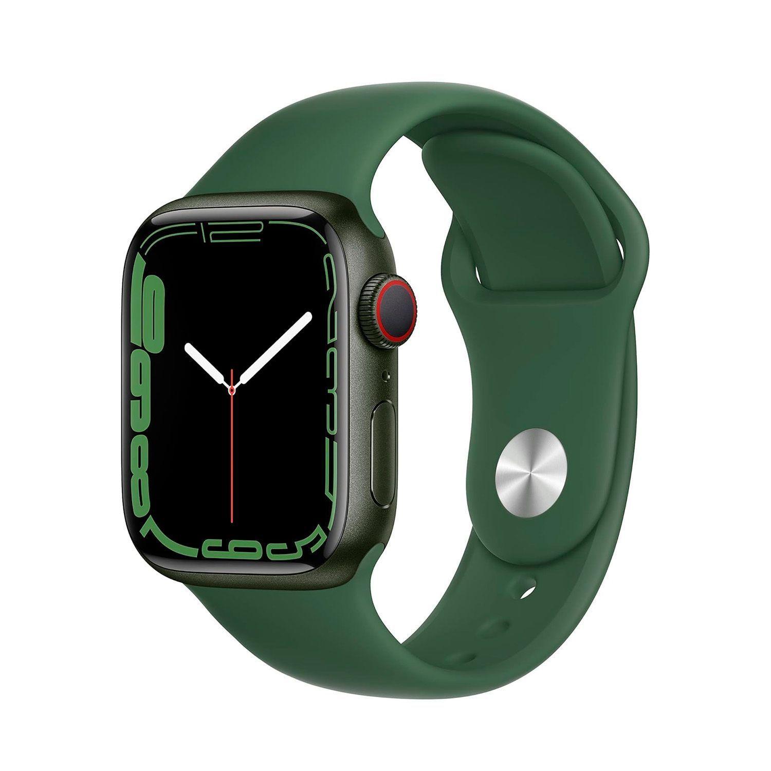 Reloj Apple Watch Series 7 41mm GPS + Celular Green Aluminum Case Clover Sport Band-0