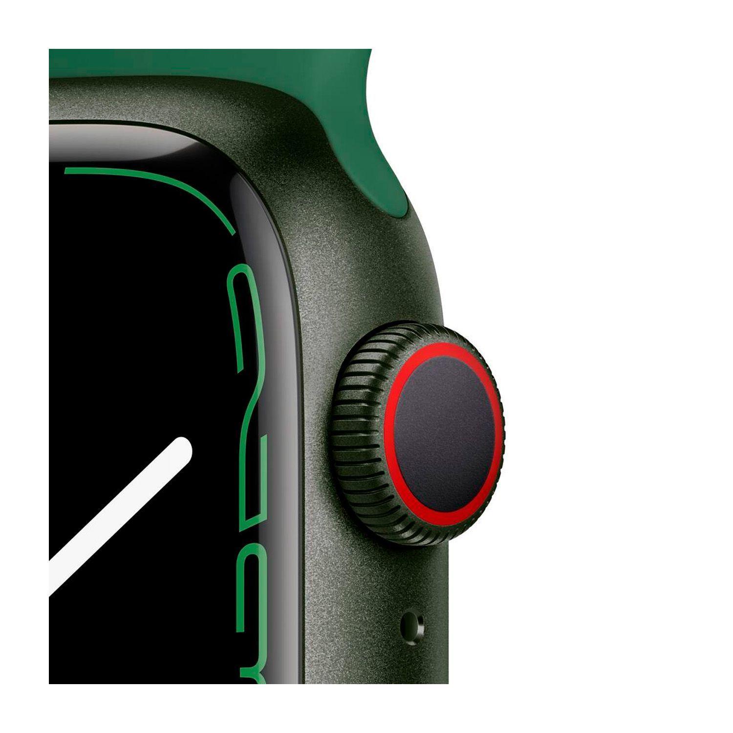 Reloj Apple Watch Series 7 41mm GPS + Celular Green Aluminum Case Clover Sport Band-3