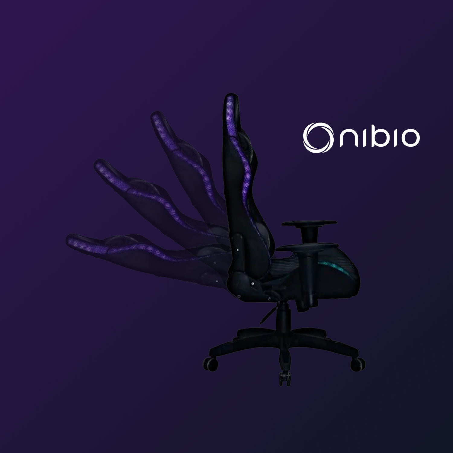 Silla Gamer Nibio Pro RGB con Control Remoto Apoyabrazos 2D Reclinable Negra-4