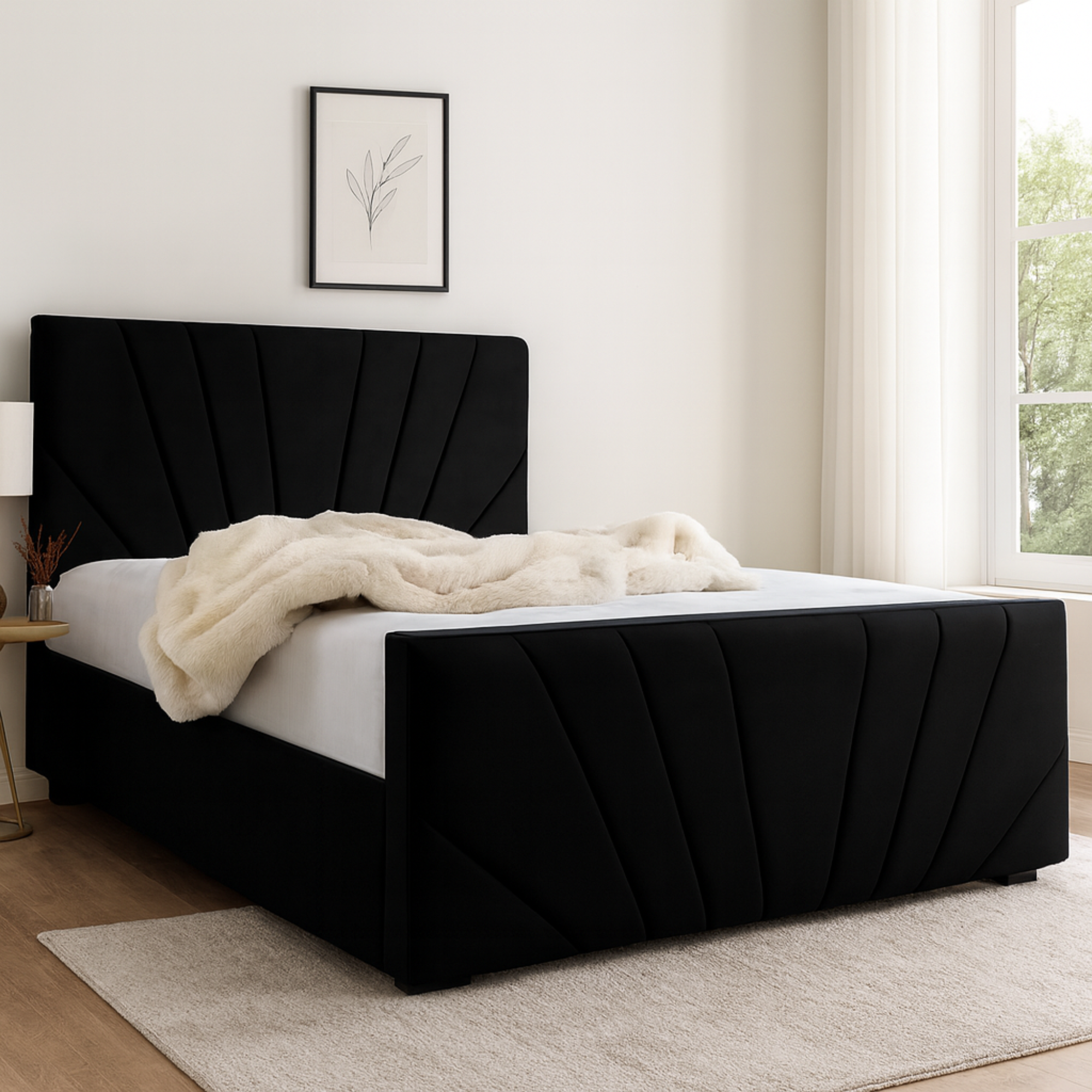 Base De Cama Doble Respaldo 1,5 Plazas Felpa-0
