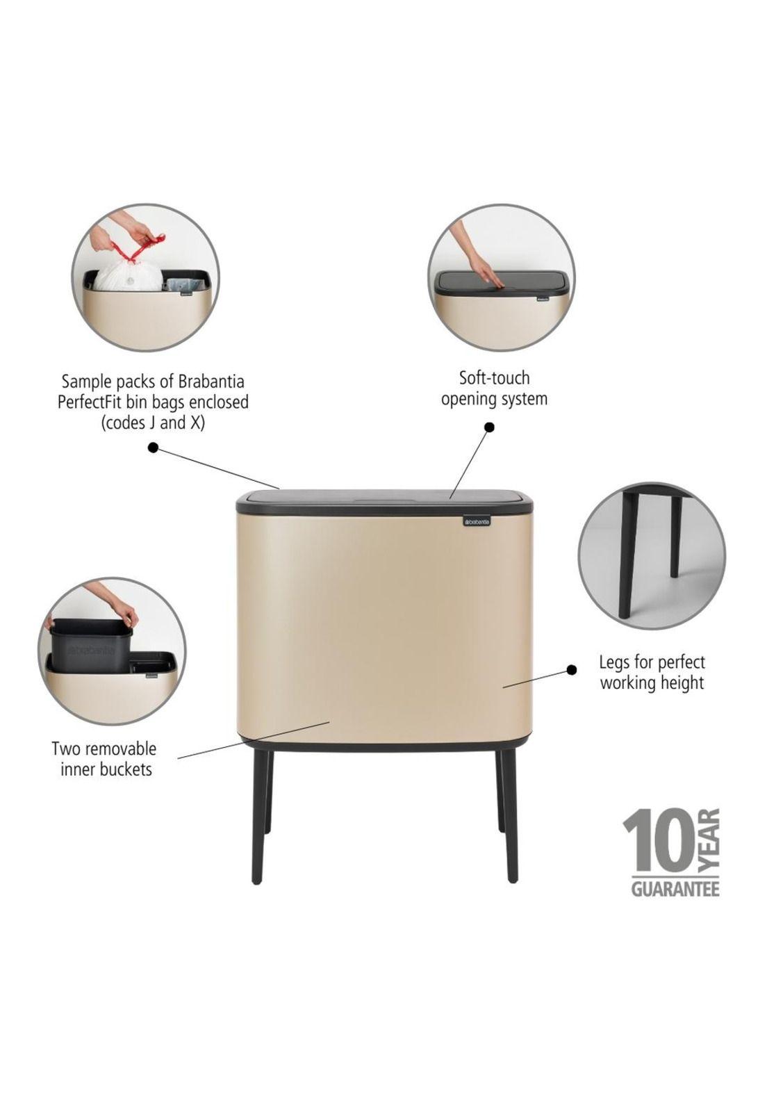 Basurero Bo Touch 11 + 23 Lt Metallic Gold-6